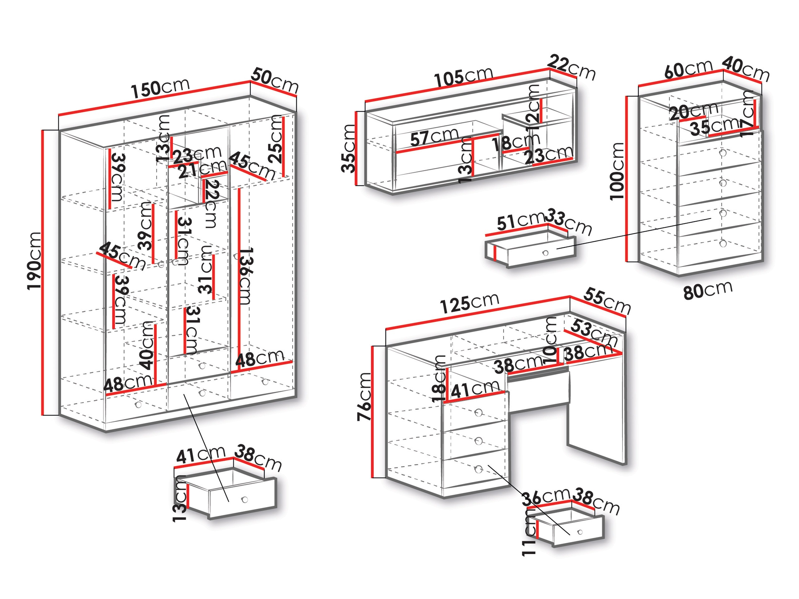 Baldų komplektas Tesmonu 115