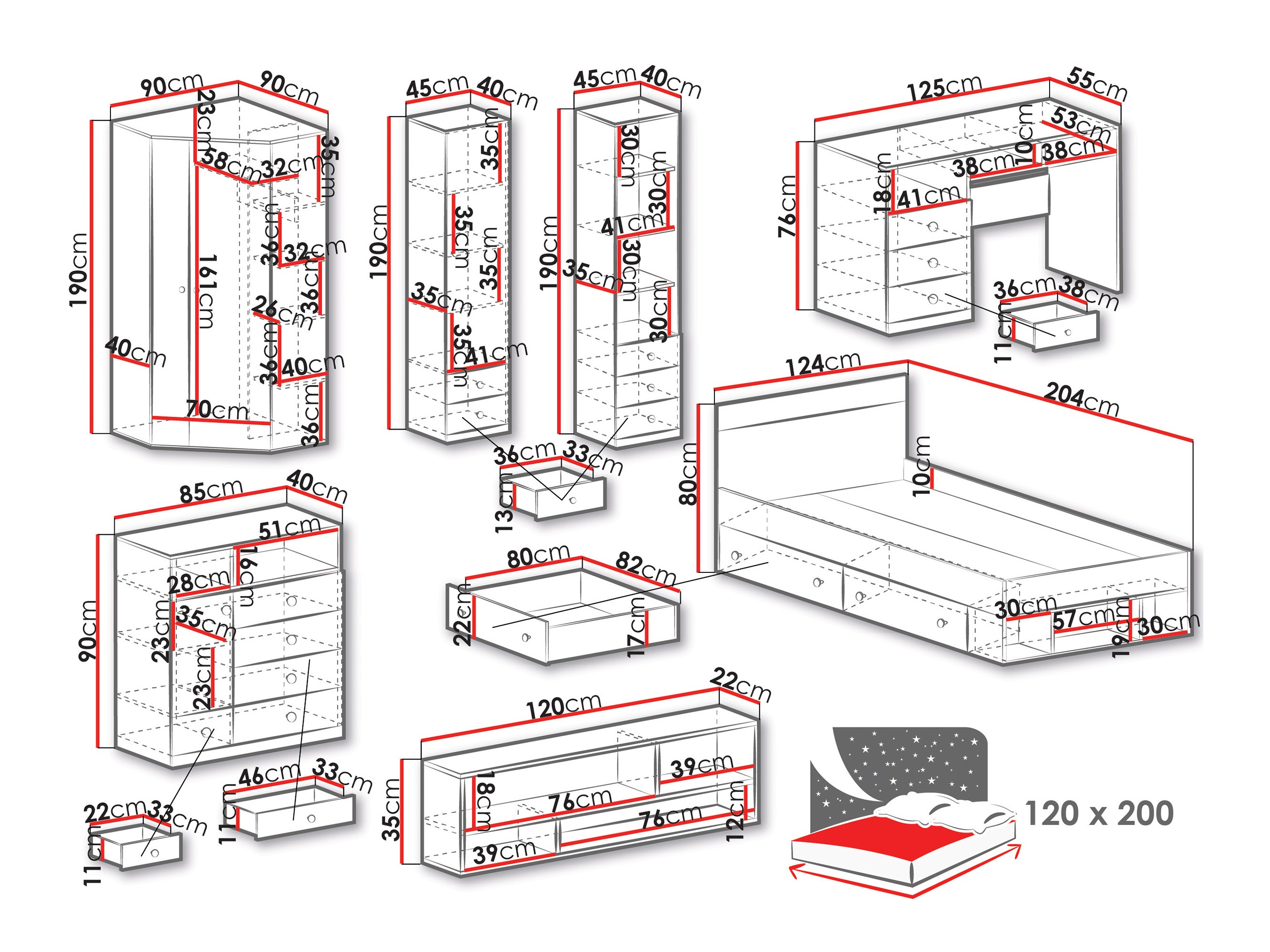 Baldų komplektas Tesmonu 119
