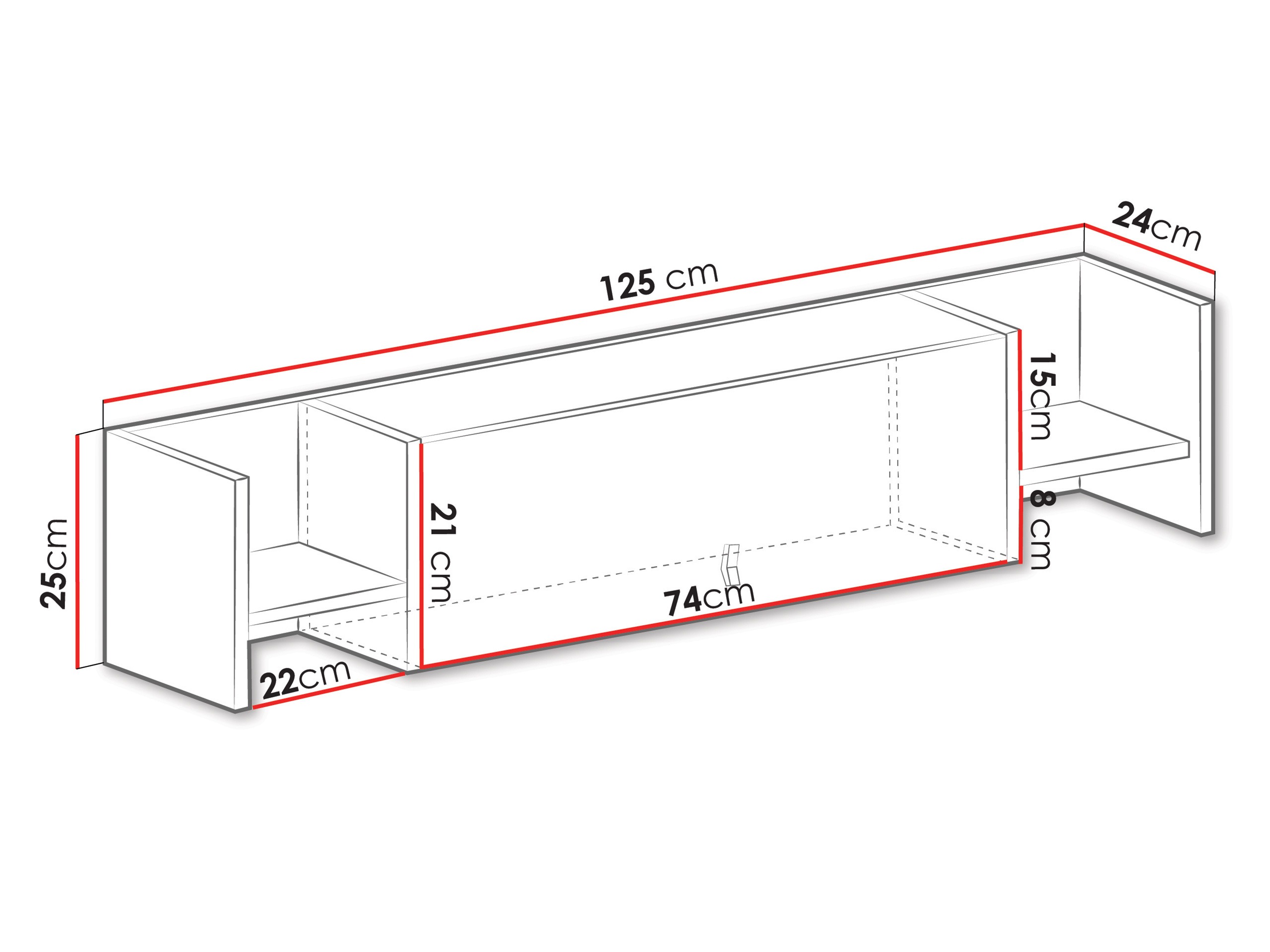 Pakabinama lentyna Camteso 110 (Balta + Ąžuolas + Turkis)