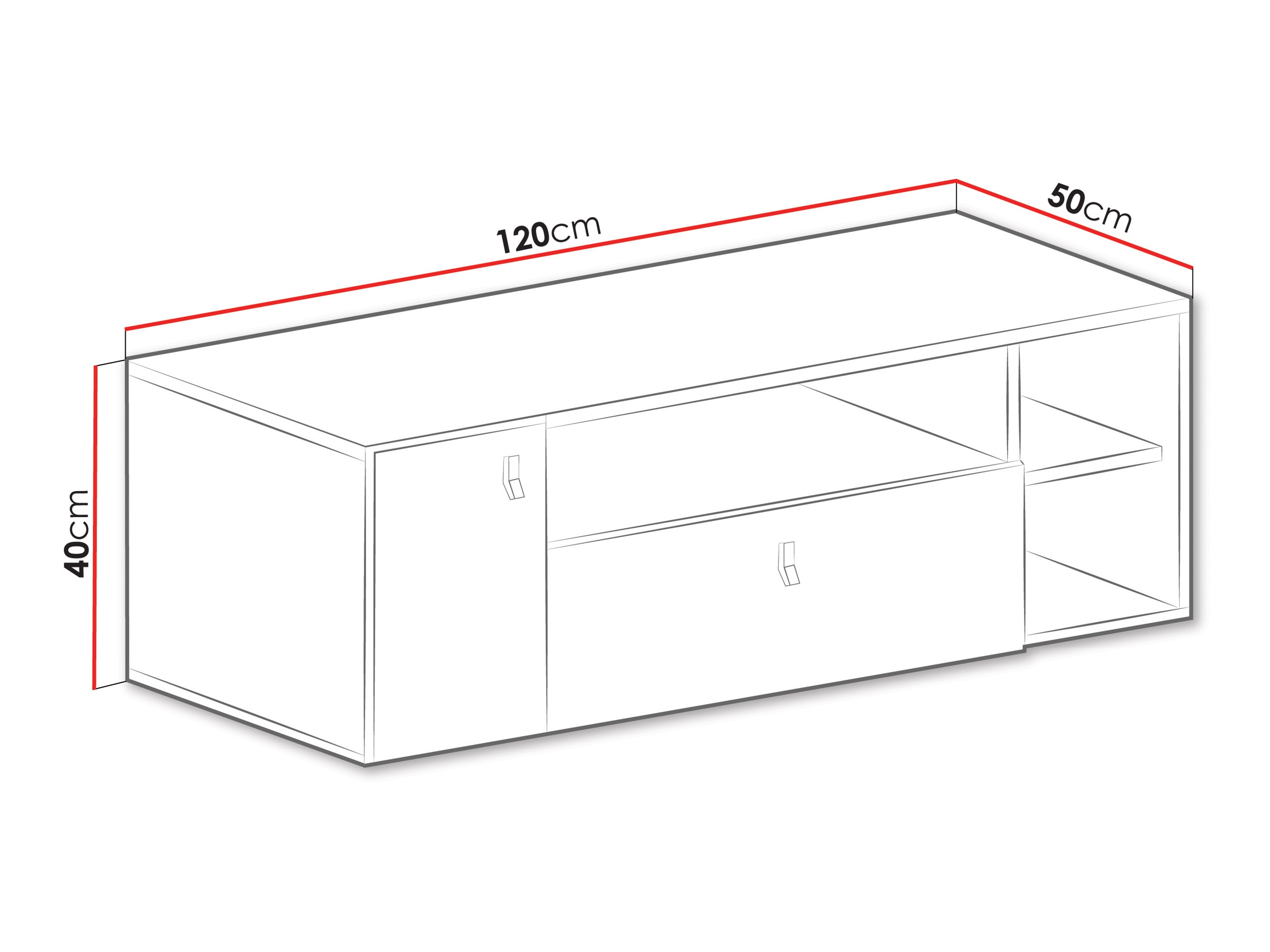 TV staliukas Camteso 108 (Balta + Ąžuolas + Turkis)