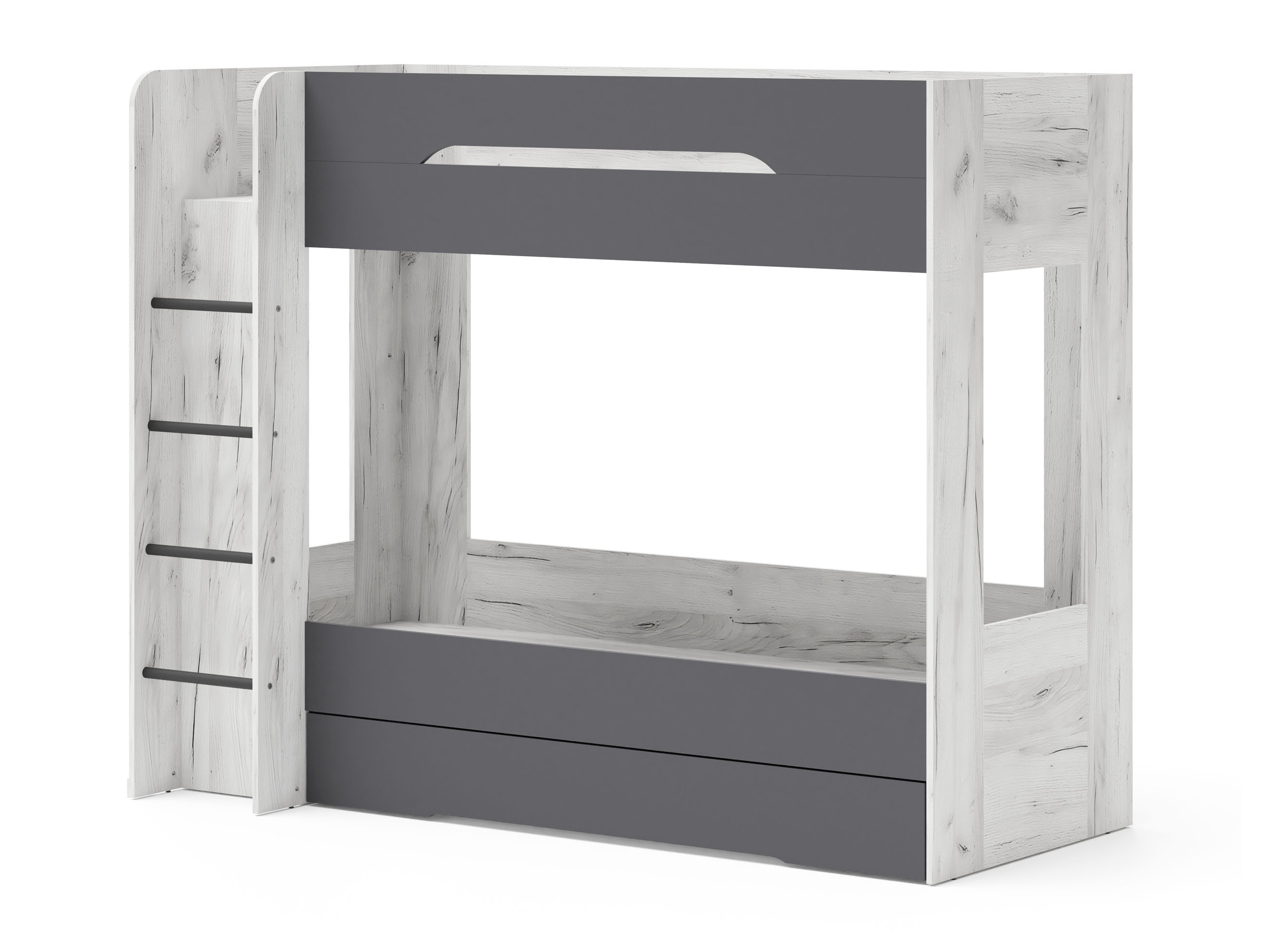 Dviaukštė lova Elitenu 103 (Craft balta + Grafitas)