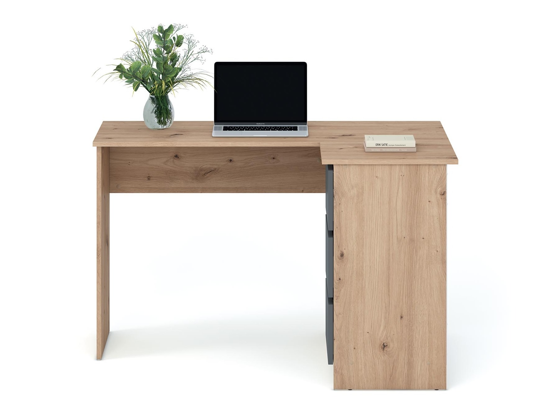 Kampinis darbo stalas Houston 1950 (Grafitas + Artisan ąžuolas)