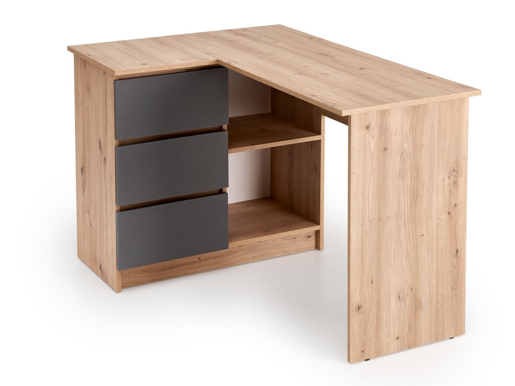 Kampinis darbo stalas Houston 1950 (Grafitas + Artisan ąžuolas)