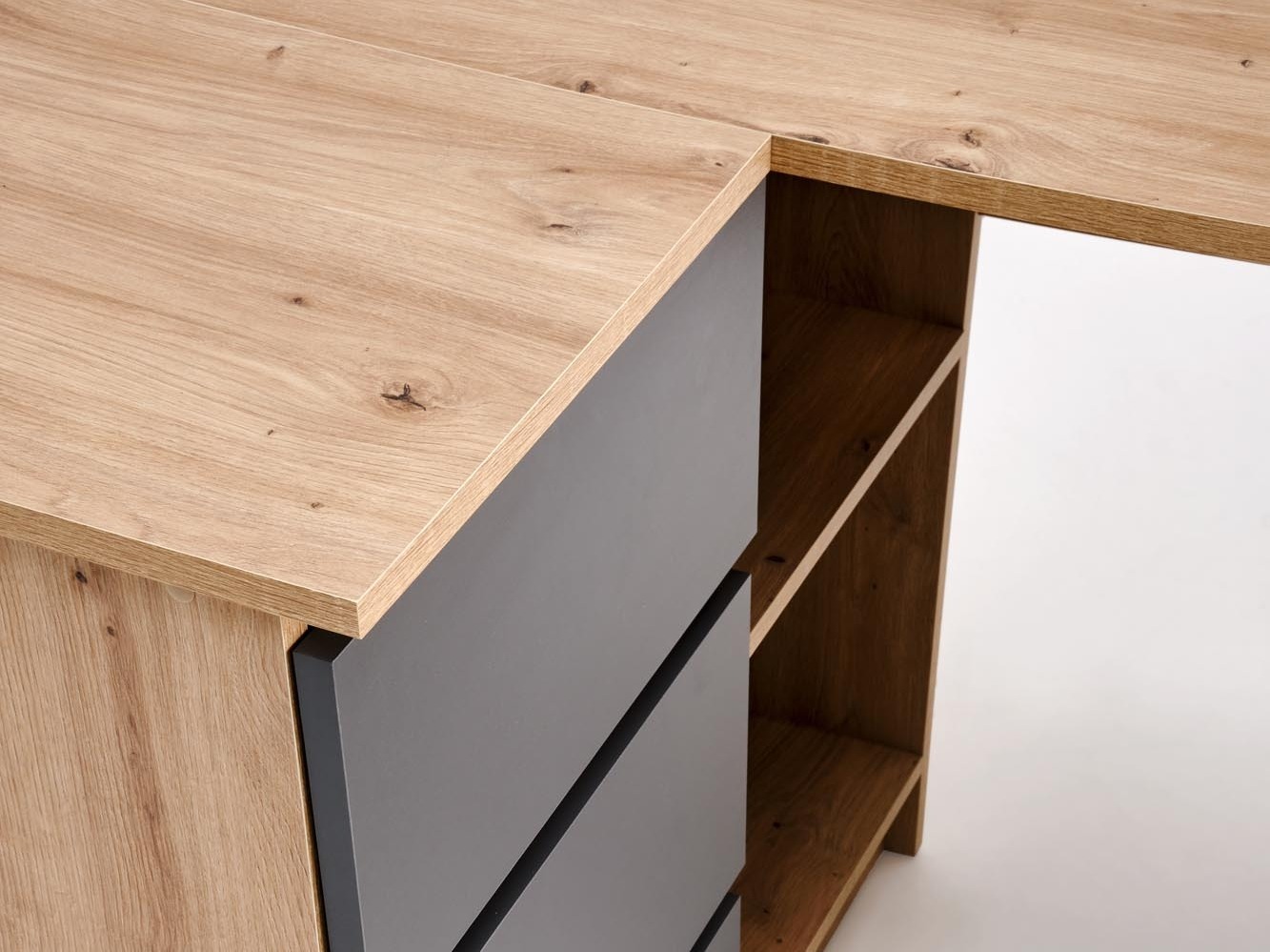 Kampinis darbo stalas Houston 1950 (Grafitas + Artisan ąžuolas)