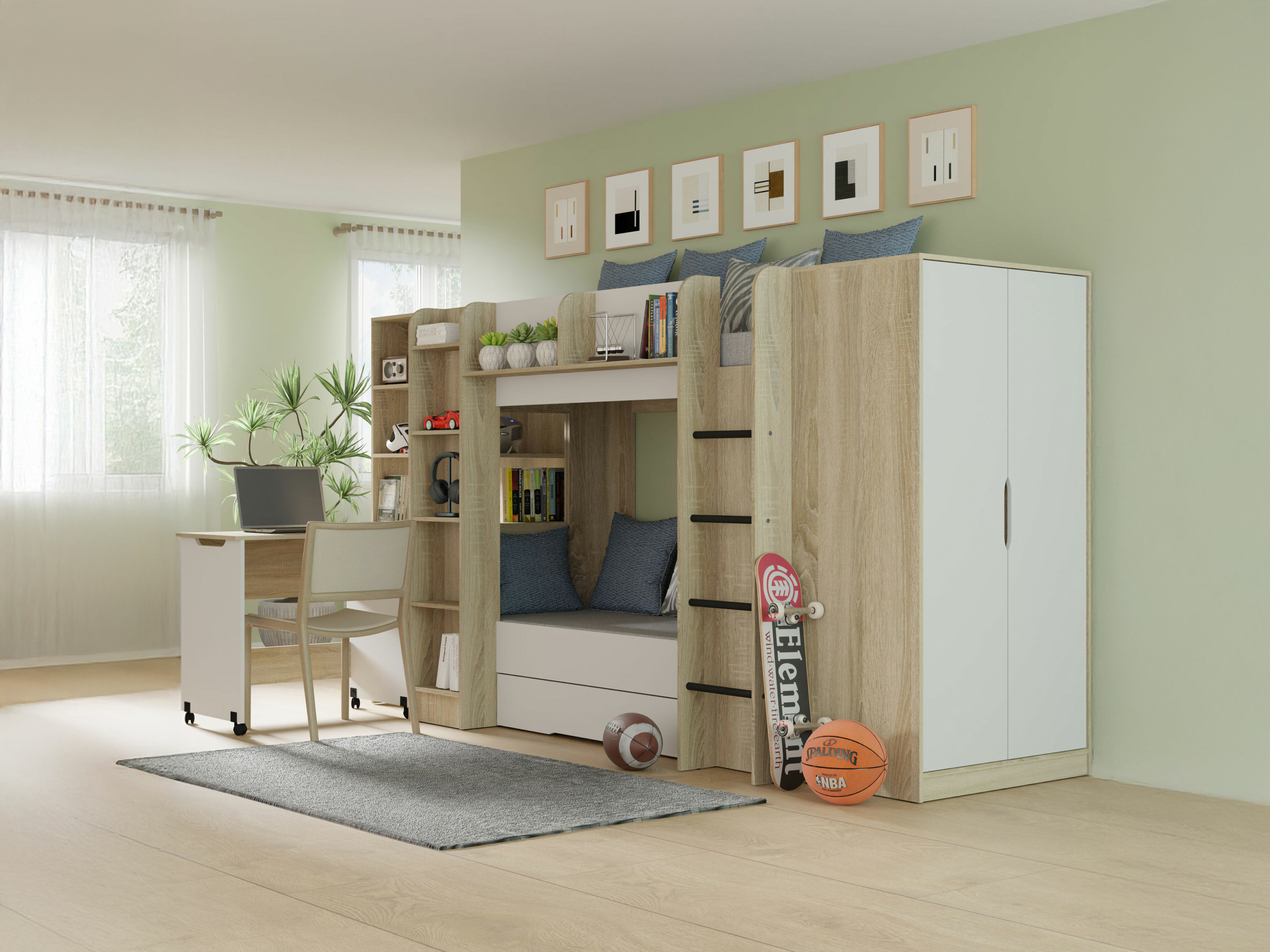 Spinta Elitenu 101 (Sonomos ąžuolas + Balta)