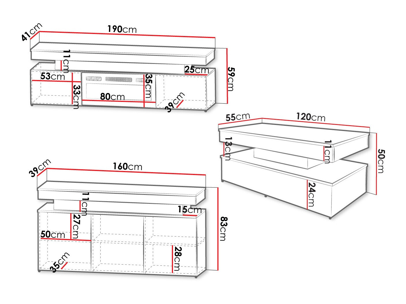 Svetainės komplektas Monfero 106 (Balta + Blizgi balta)