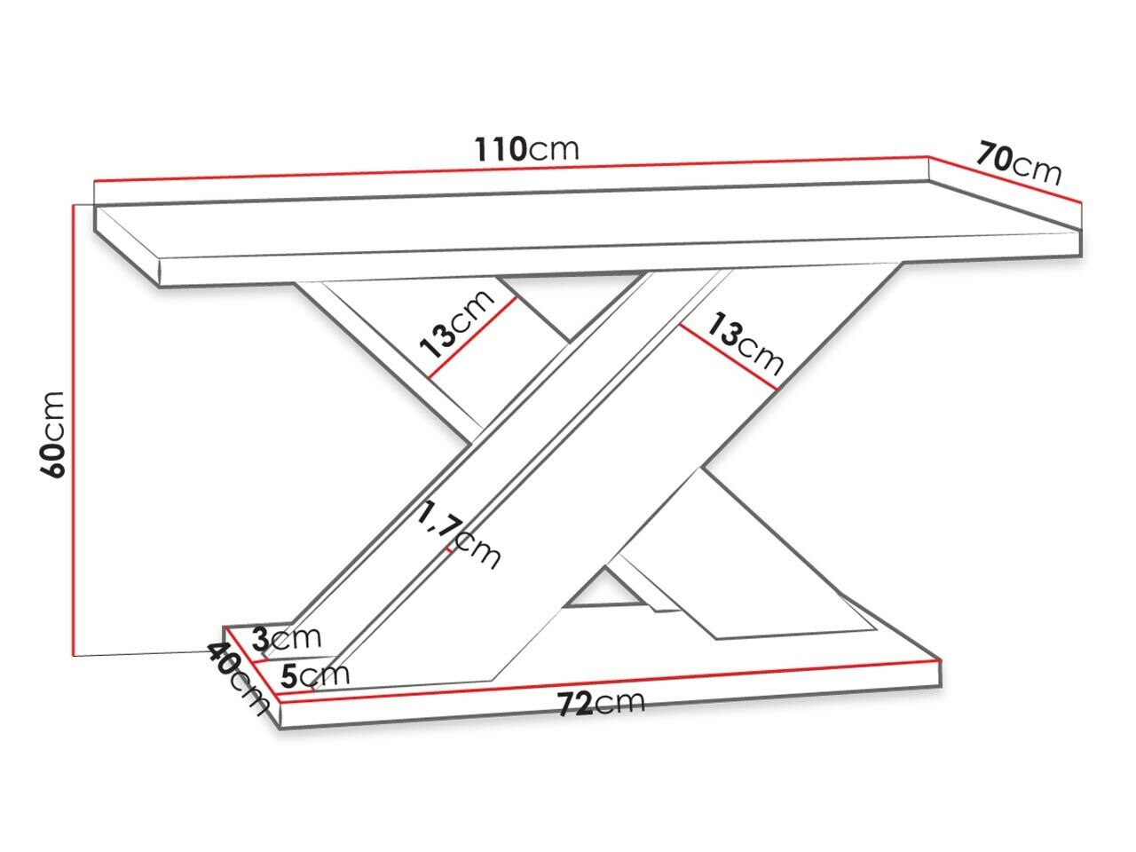 Žurnalinis staliukas Goodyear 116 (Blizgi juoda + Betonas)