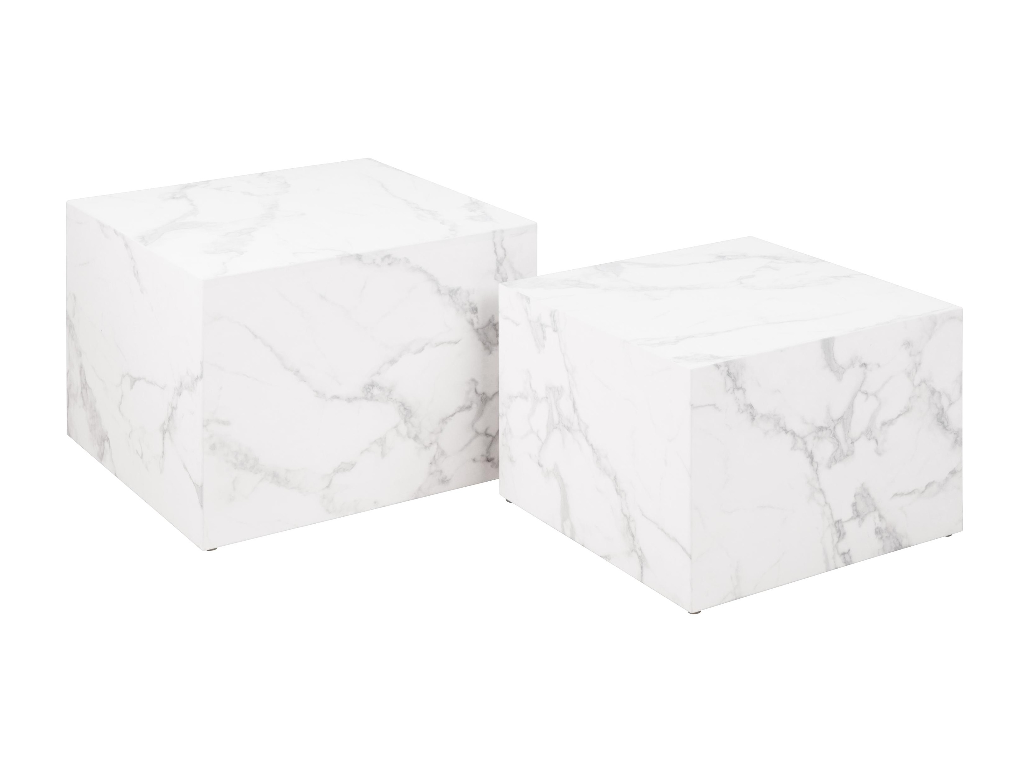 Žurnalinių staliukų komplektas Norsica 603 (Baltas marmuras)
