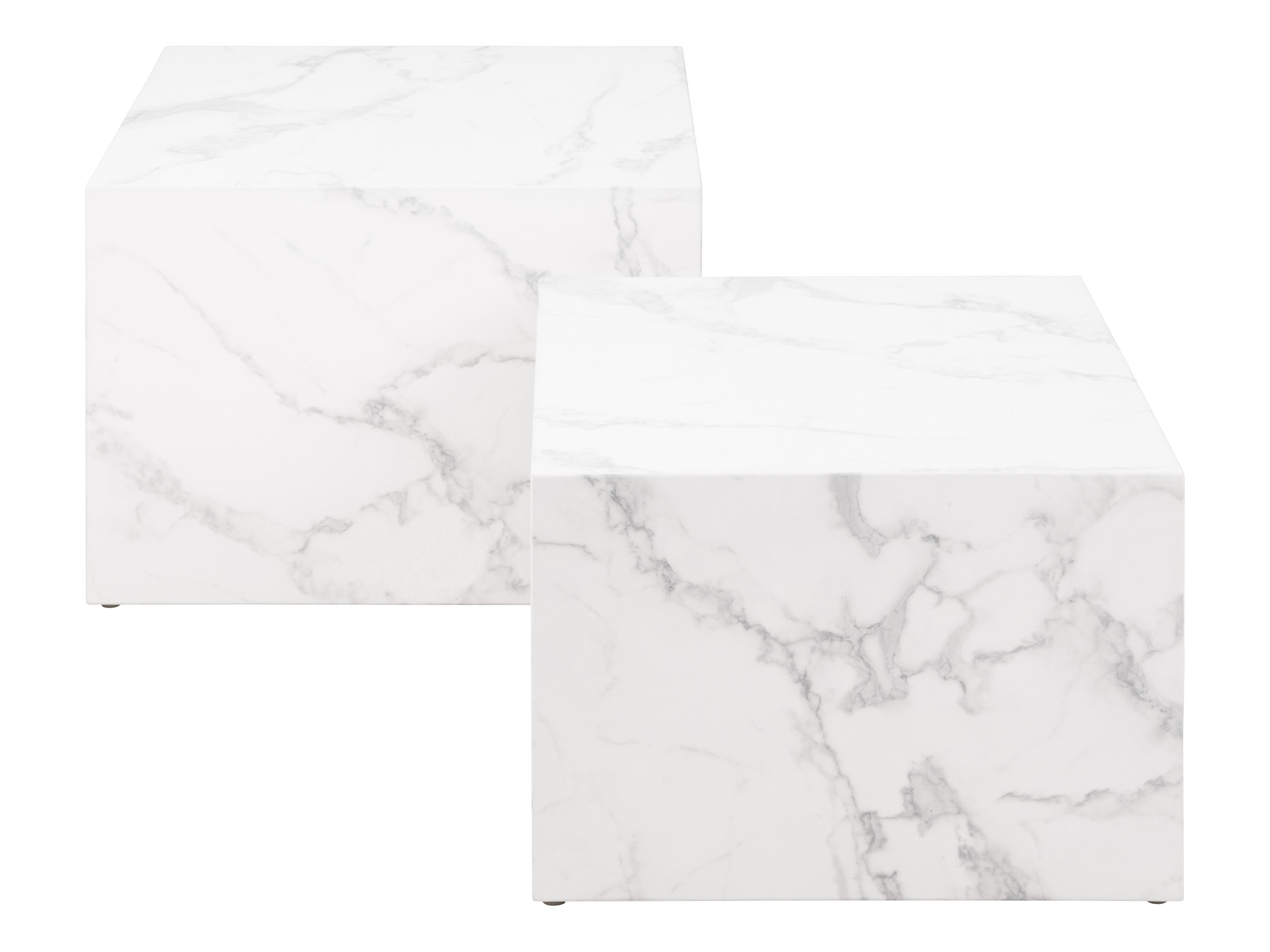 Žurnalinių staliukų komplektas Norsica 603 (Baltas marmuras)
