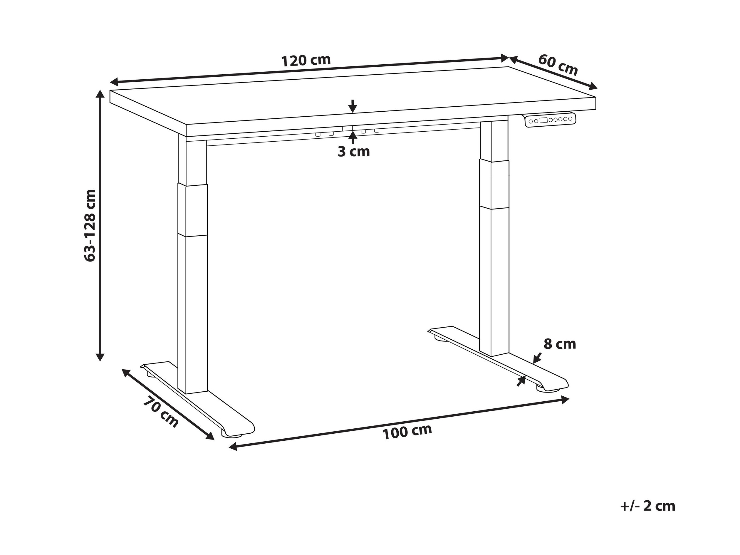 Reguliuojamo aukščio darbo stalas Berwyn 2863 (Šviesus medis + Balta)