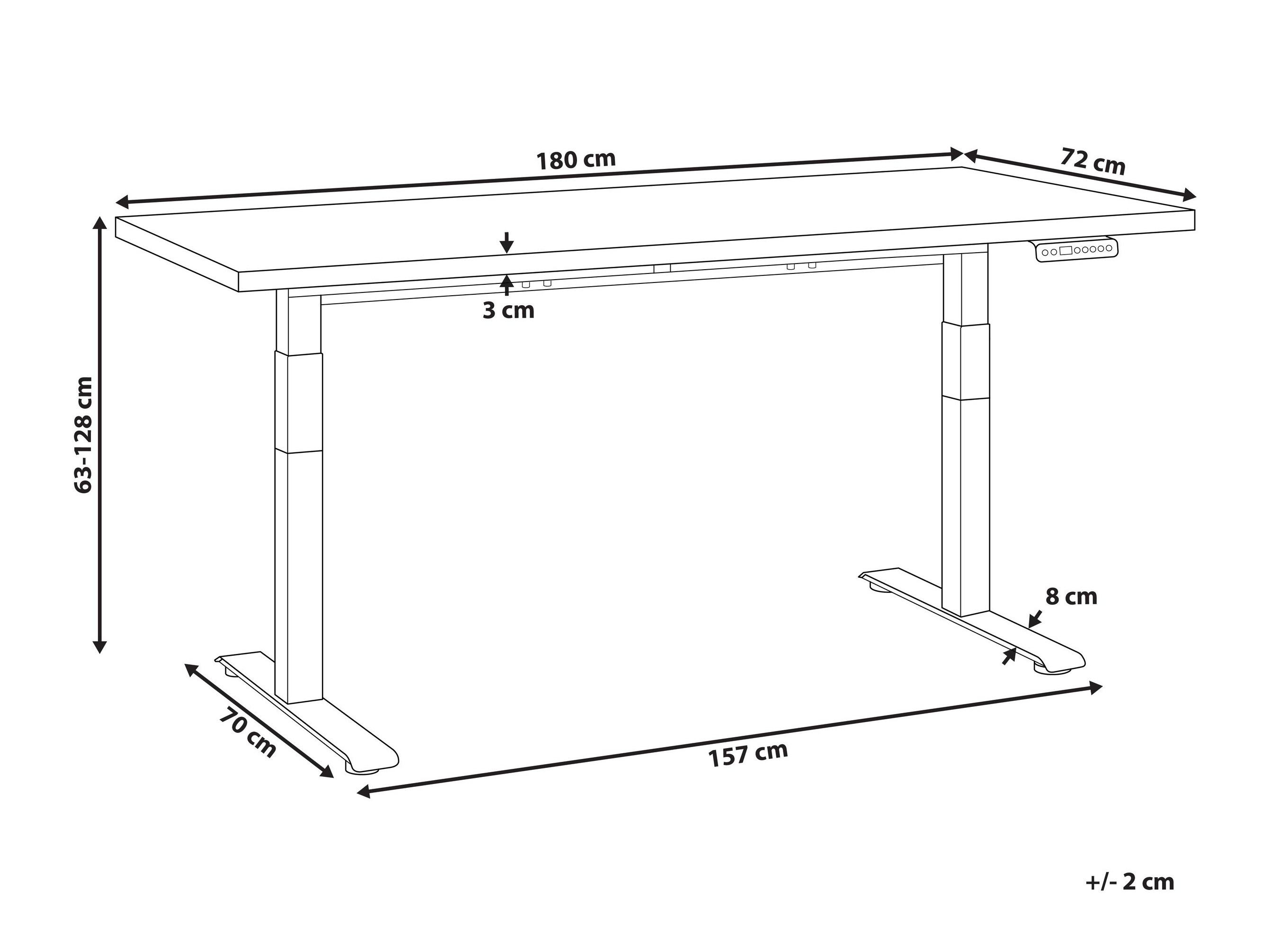 Reguliuojamo aukščio darbo stalas Berwyn 2865 (Šviesus medis + Balta)