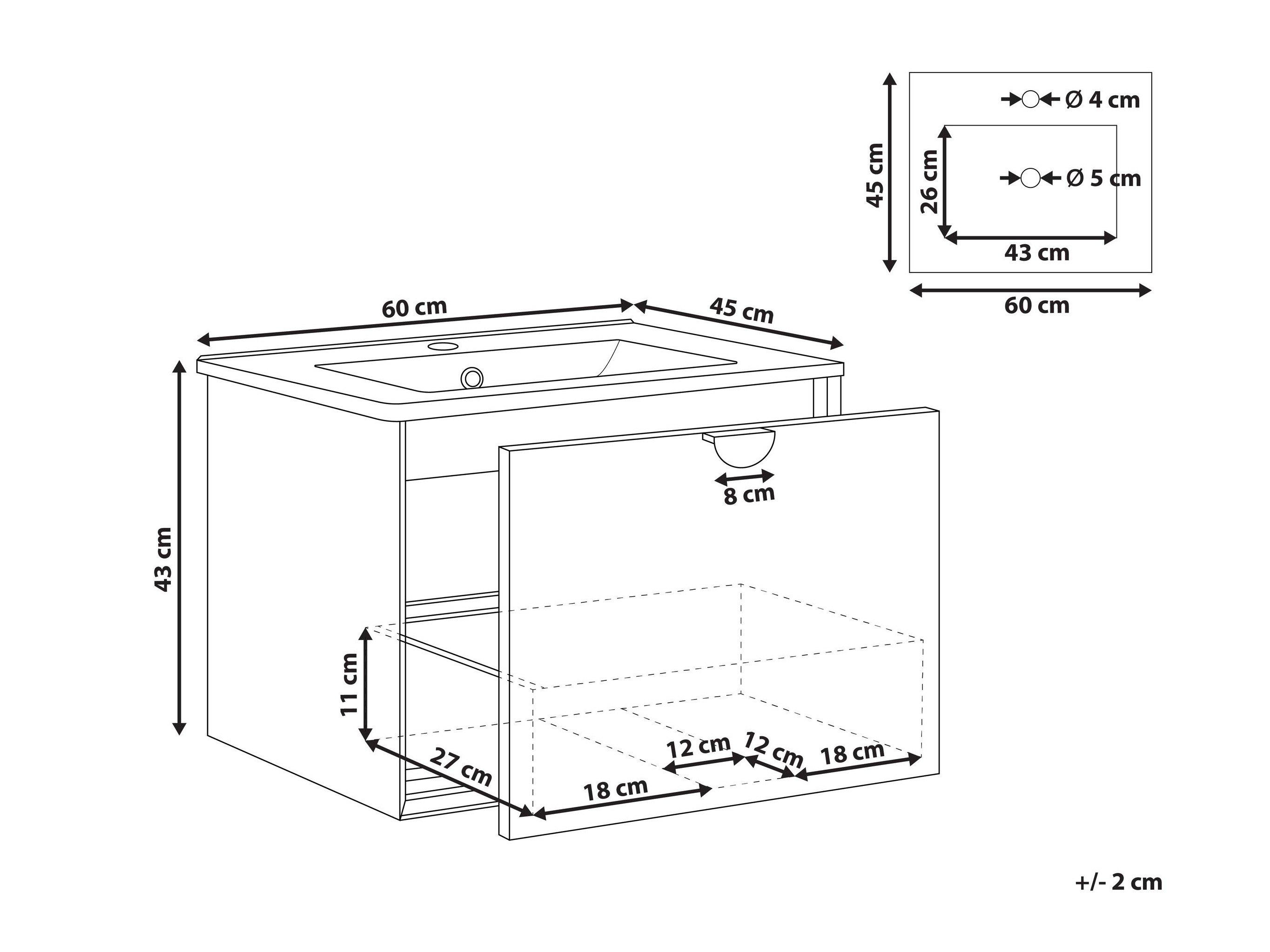 Pakabinama vonios spintelė praustuvui Berwyn 2870 (Balta)