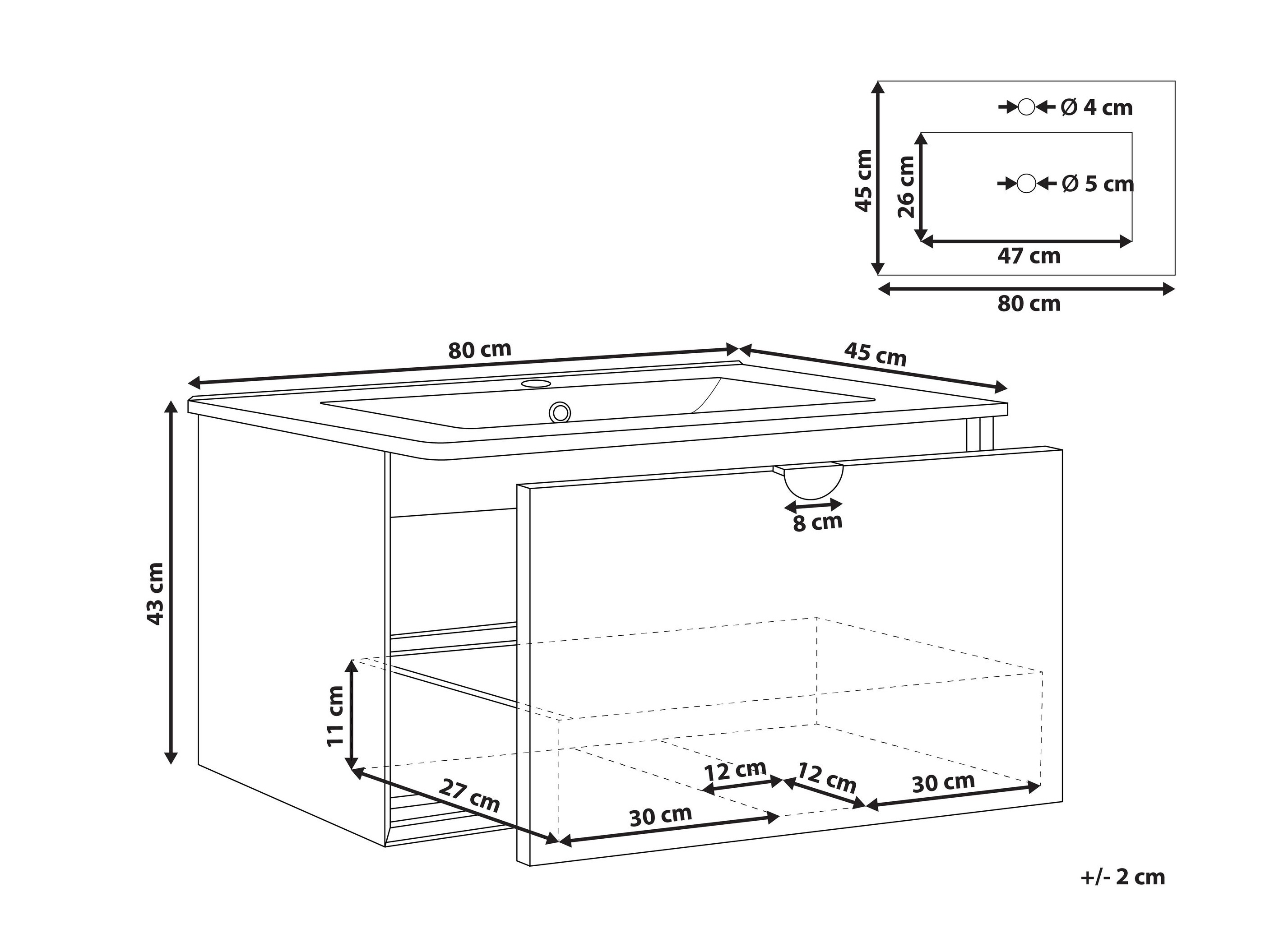 Pakabinama vonios spintelė praustuvui Berwyn 2871 (Juoda)