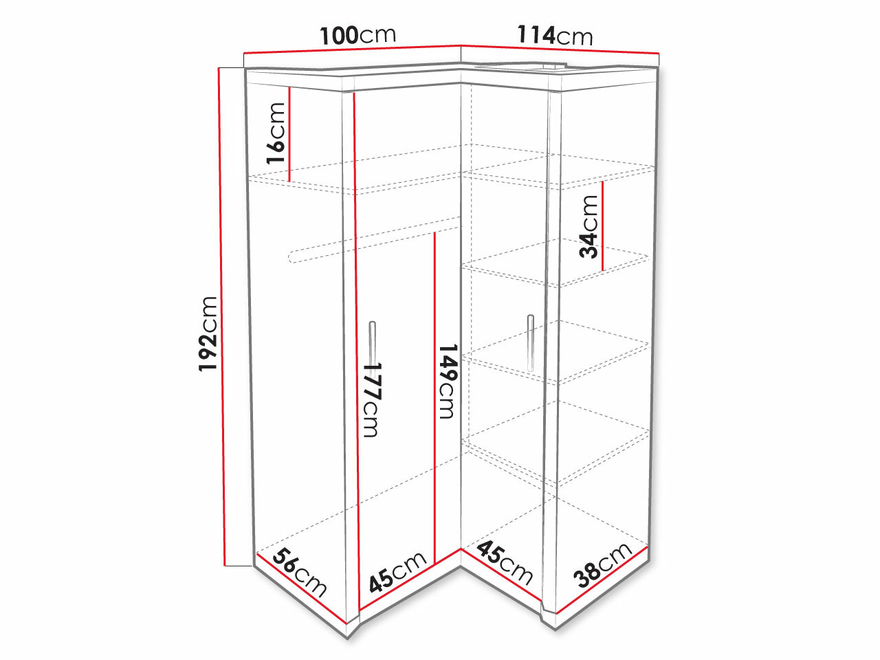 Kampinė spinta Lorelie 119 (Trufel ąžuolas)