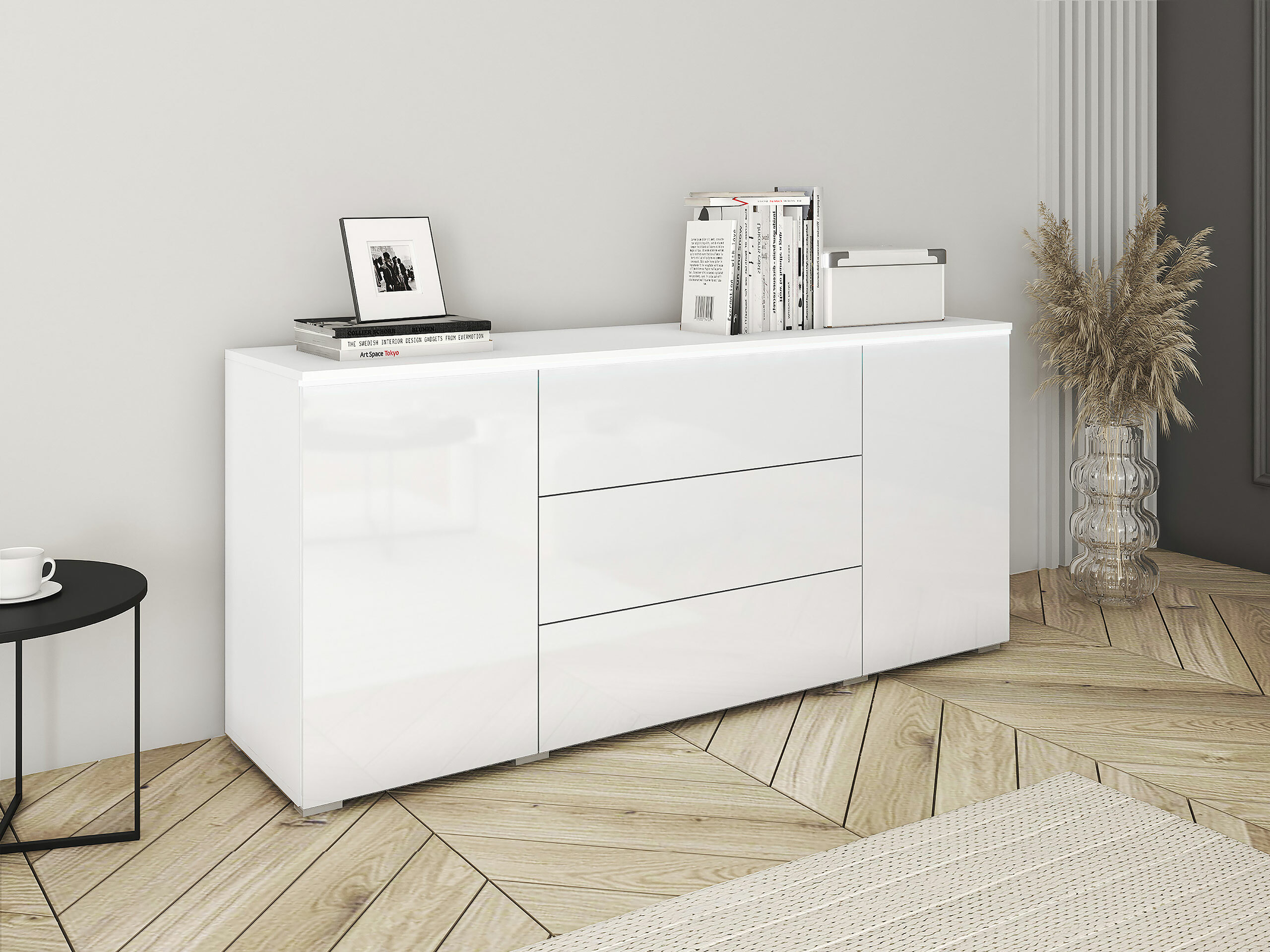 Komoda Mirfivo 102 (Balta + Blizgi balta)