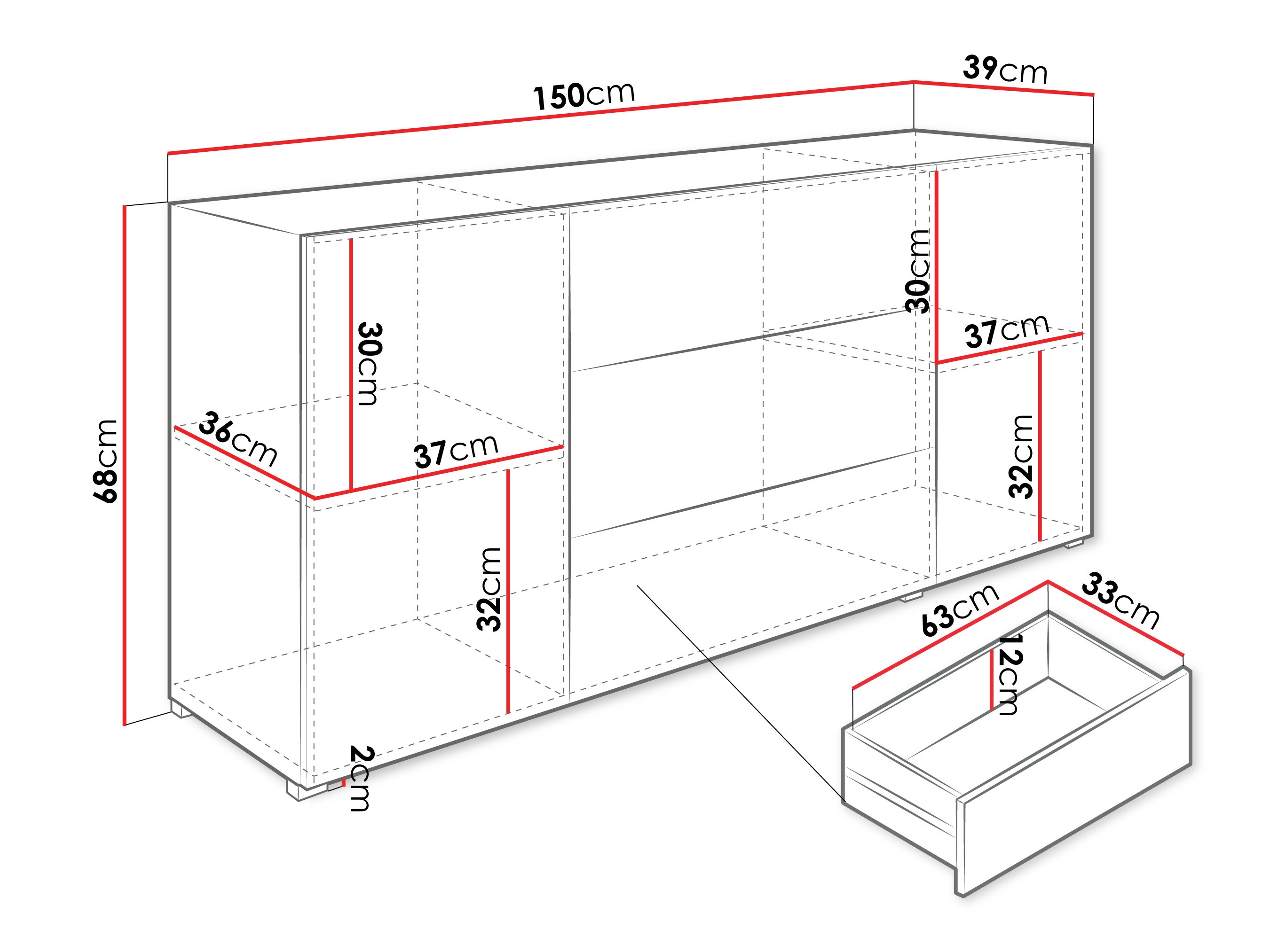 Komoda Sarasota 191 (Votan ąžuolas + Grafitas)