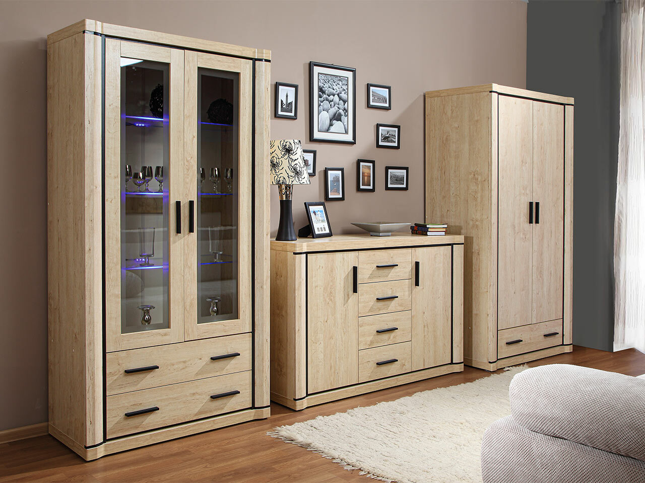 Svetainės komplektas Lorelie 125 (Sonomos ąžuolas)