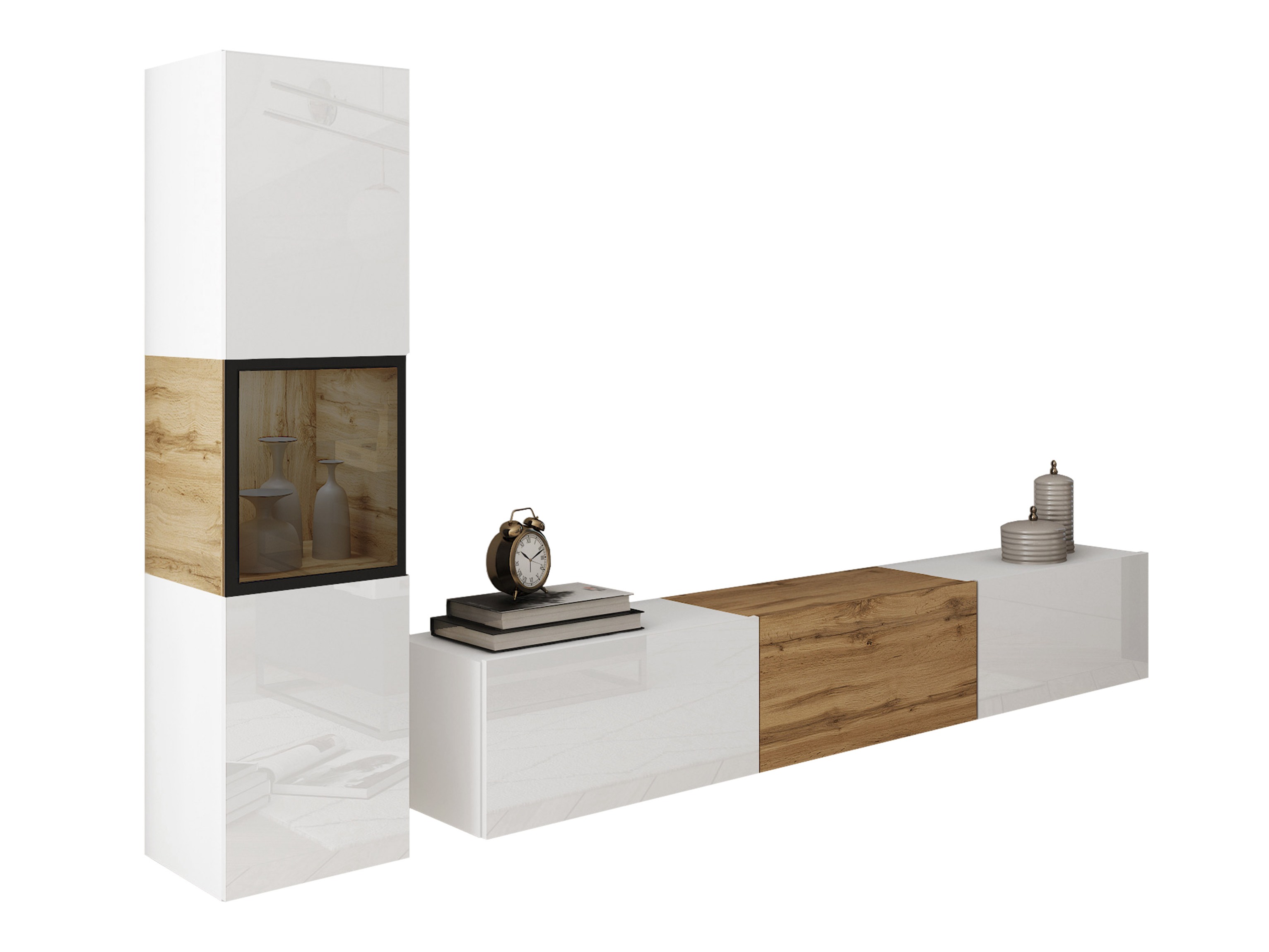 Svetainės komplektas Sarasota 192 (Balta + Votan ąžuolas)