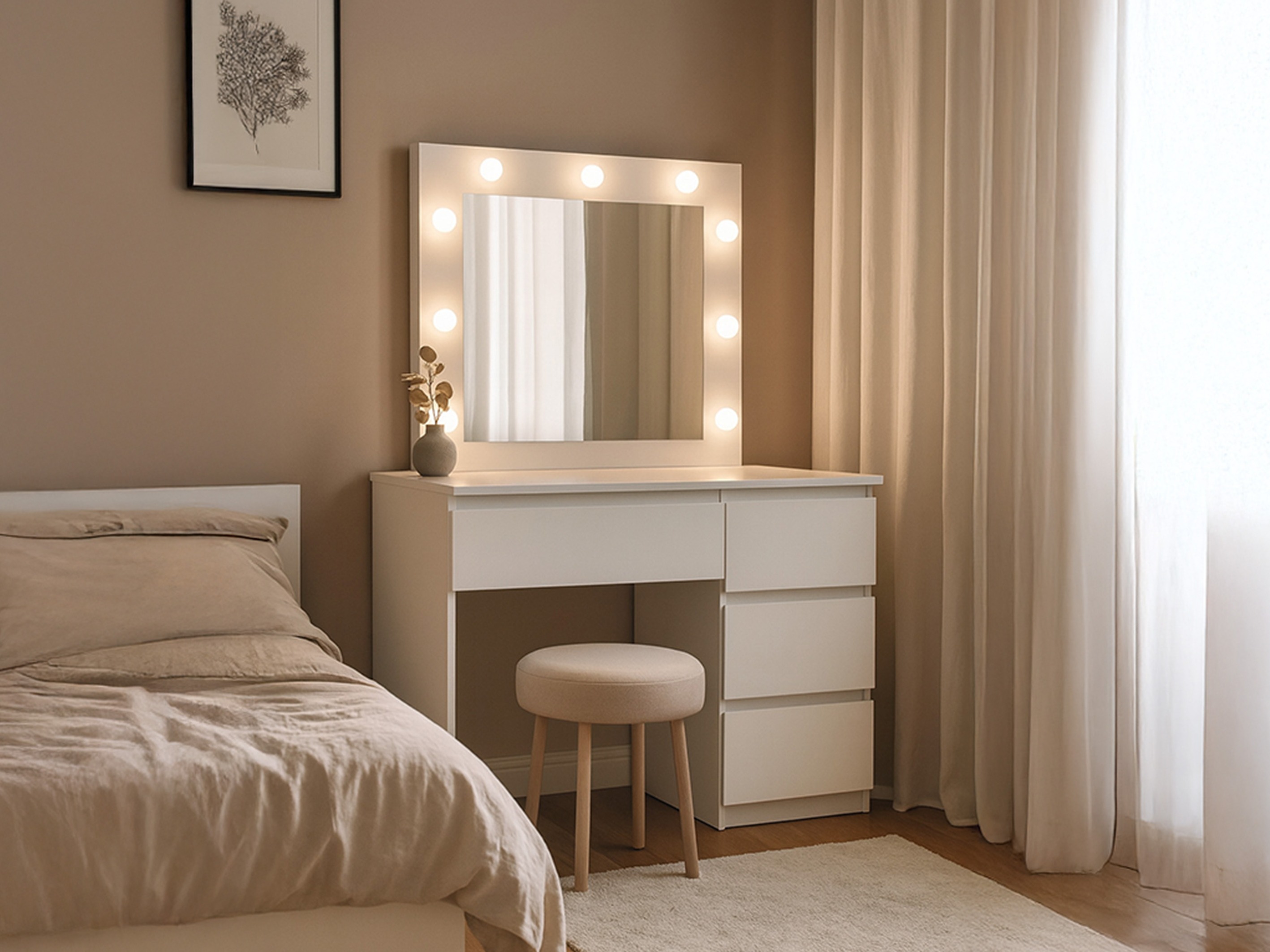 Makiažo staliukas Murrieta 194 (Balta)