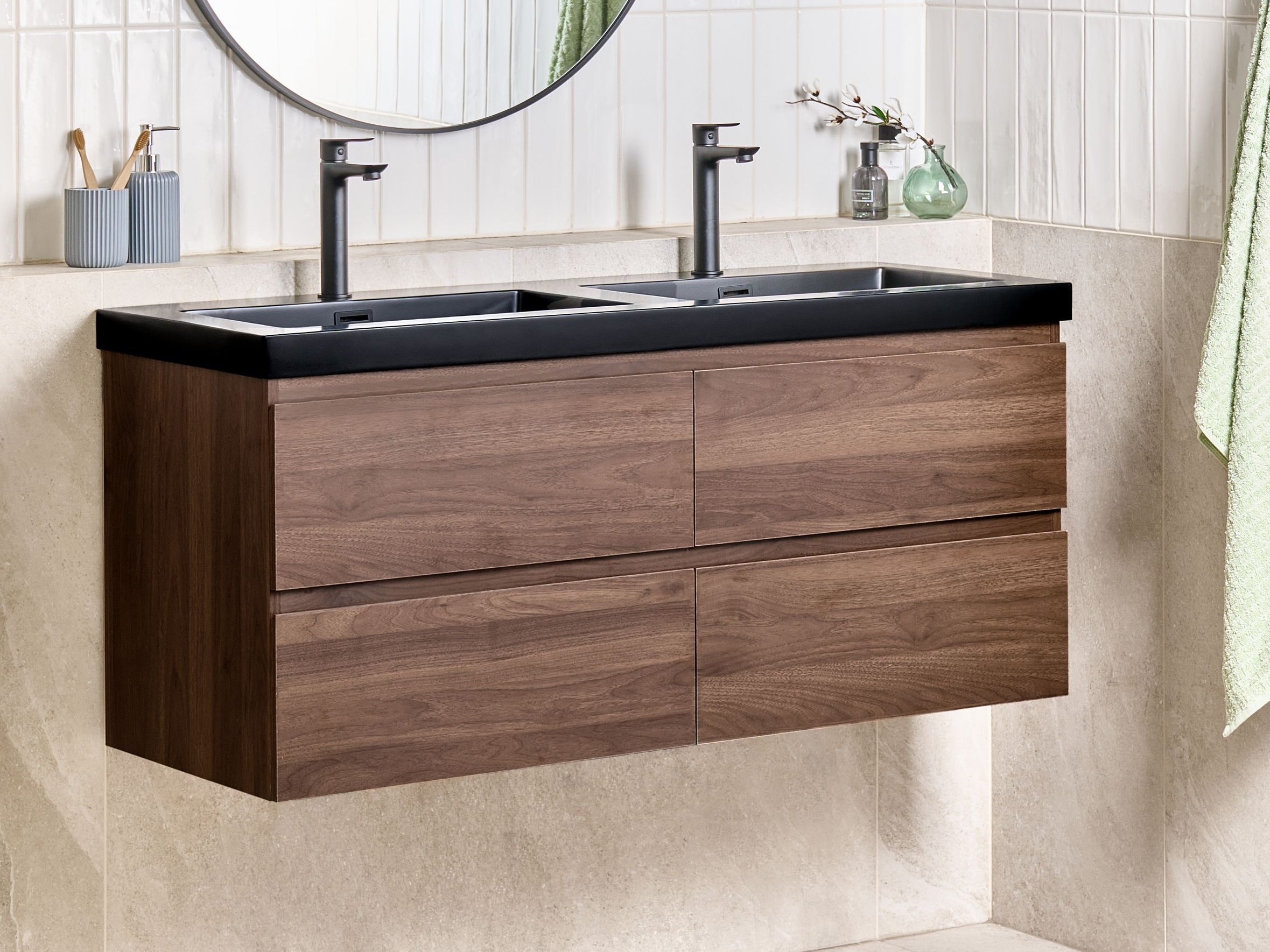 Pakabinama vonios spintelė praustuvui Berwyn 2873 (Tamsi ruda)