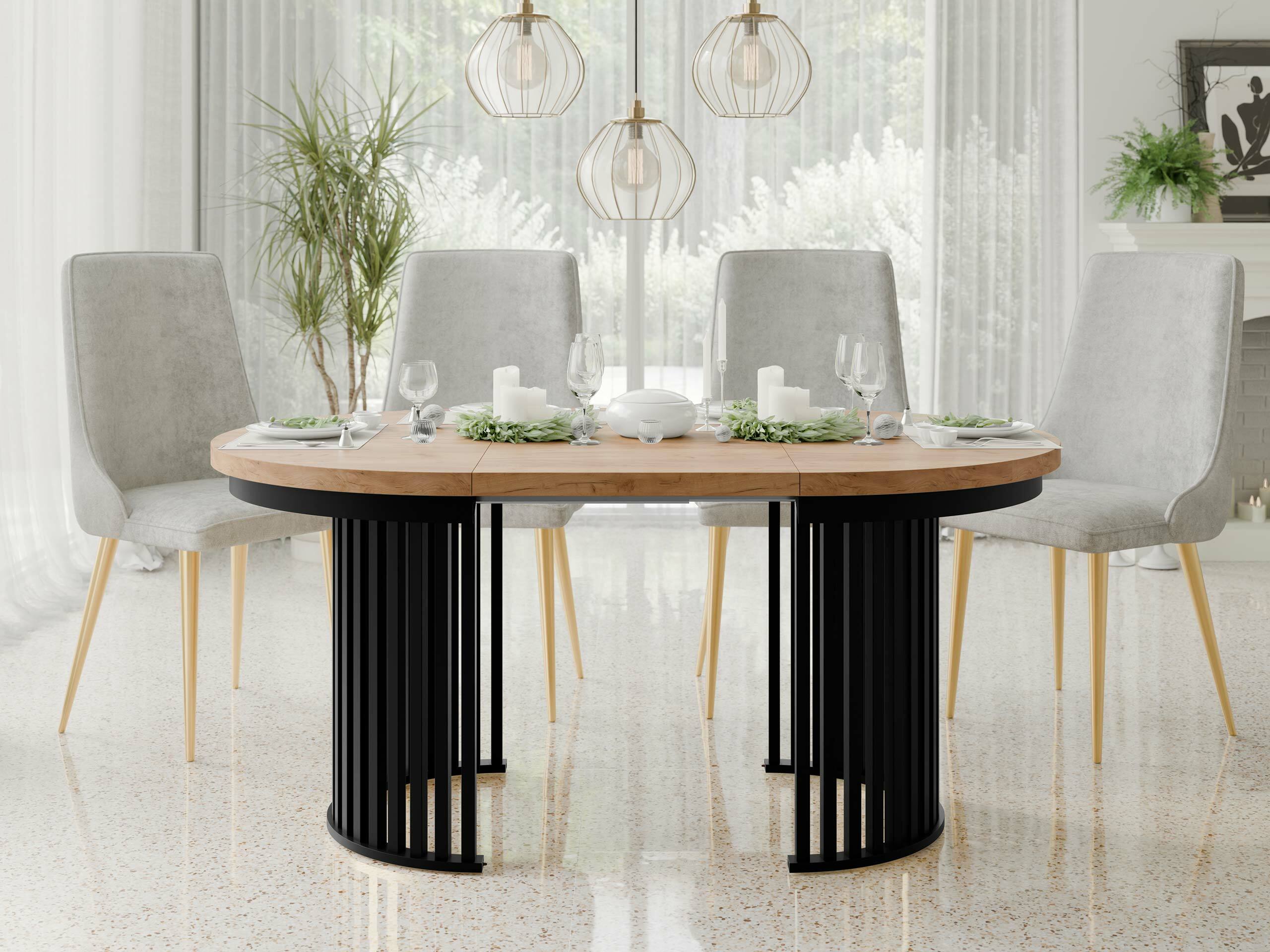 Stalas Racine 145 (Craft auksinis ąžuolas + Juoda)