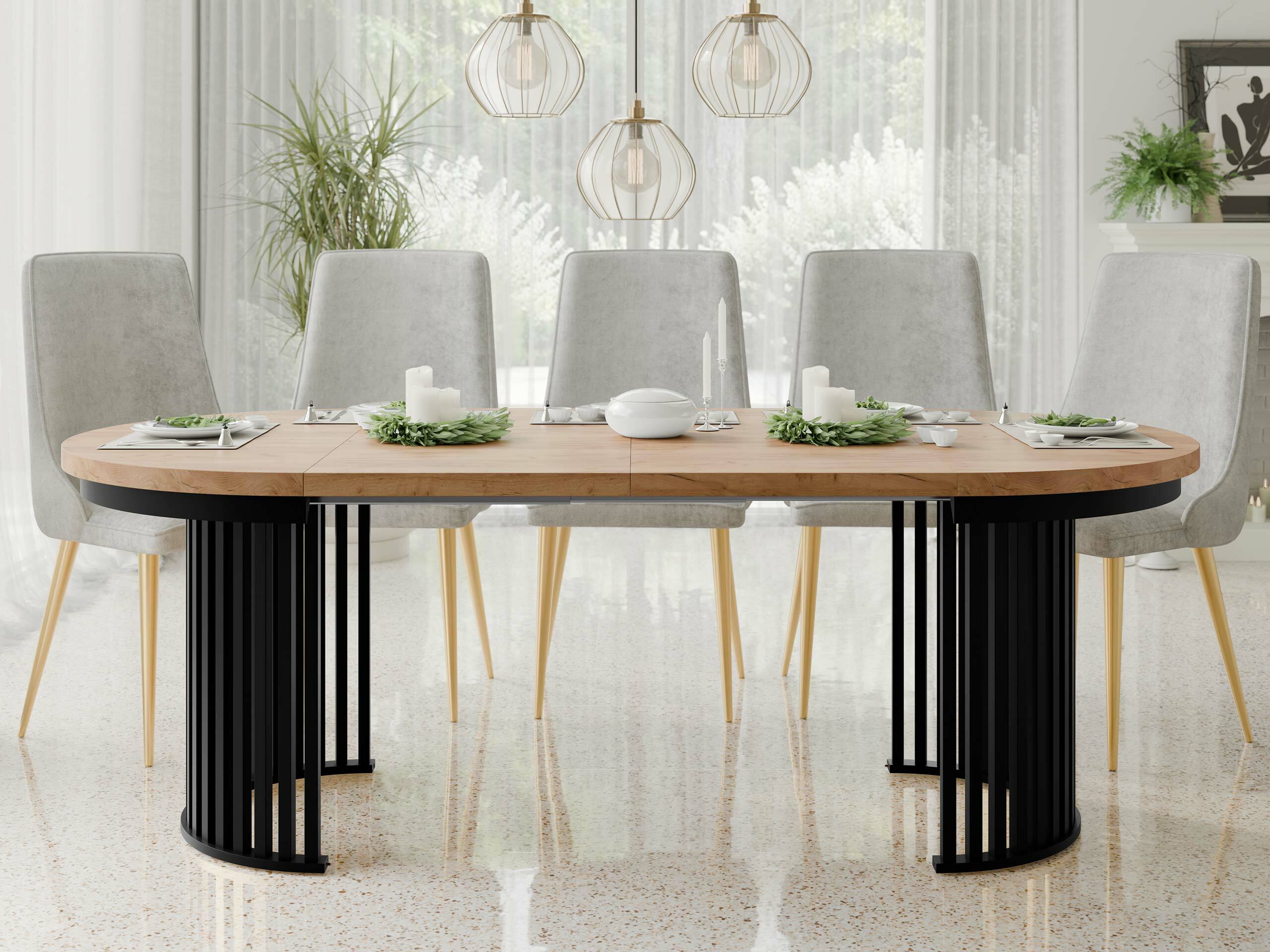 Stalas Racine 145 (Craft auksinis ąžuolas + Juoda)