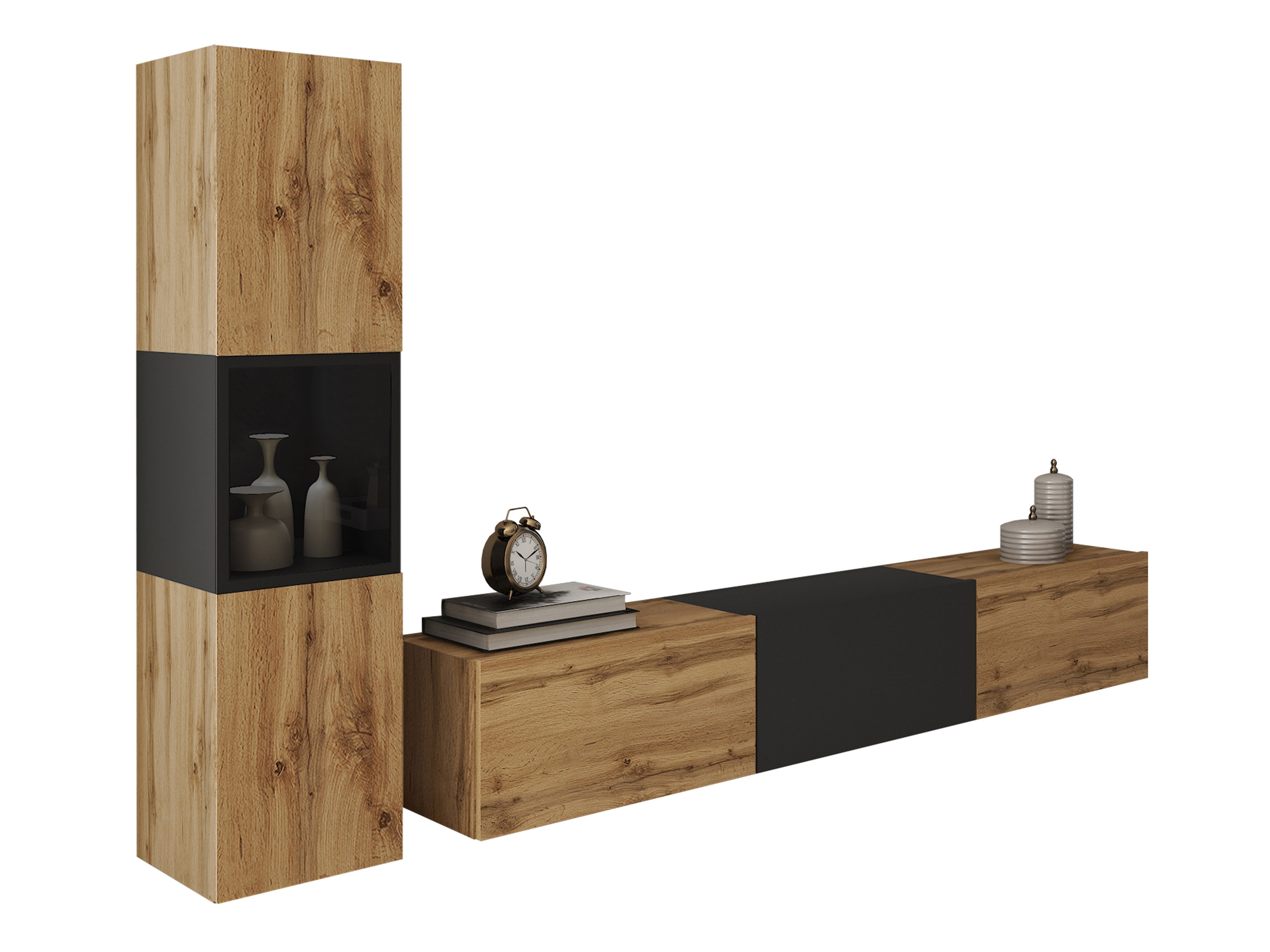 Svetainės komplektas Sarasota 192 (Votan ąžuolas + Grafitas)