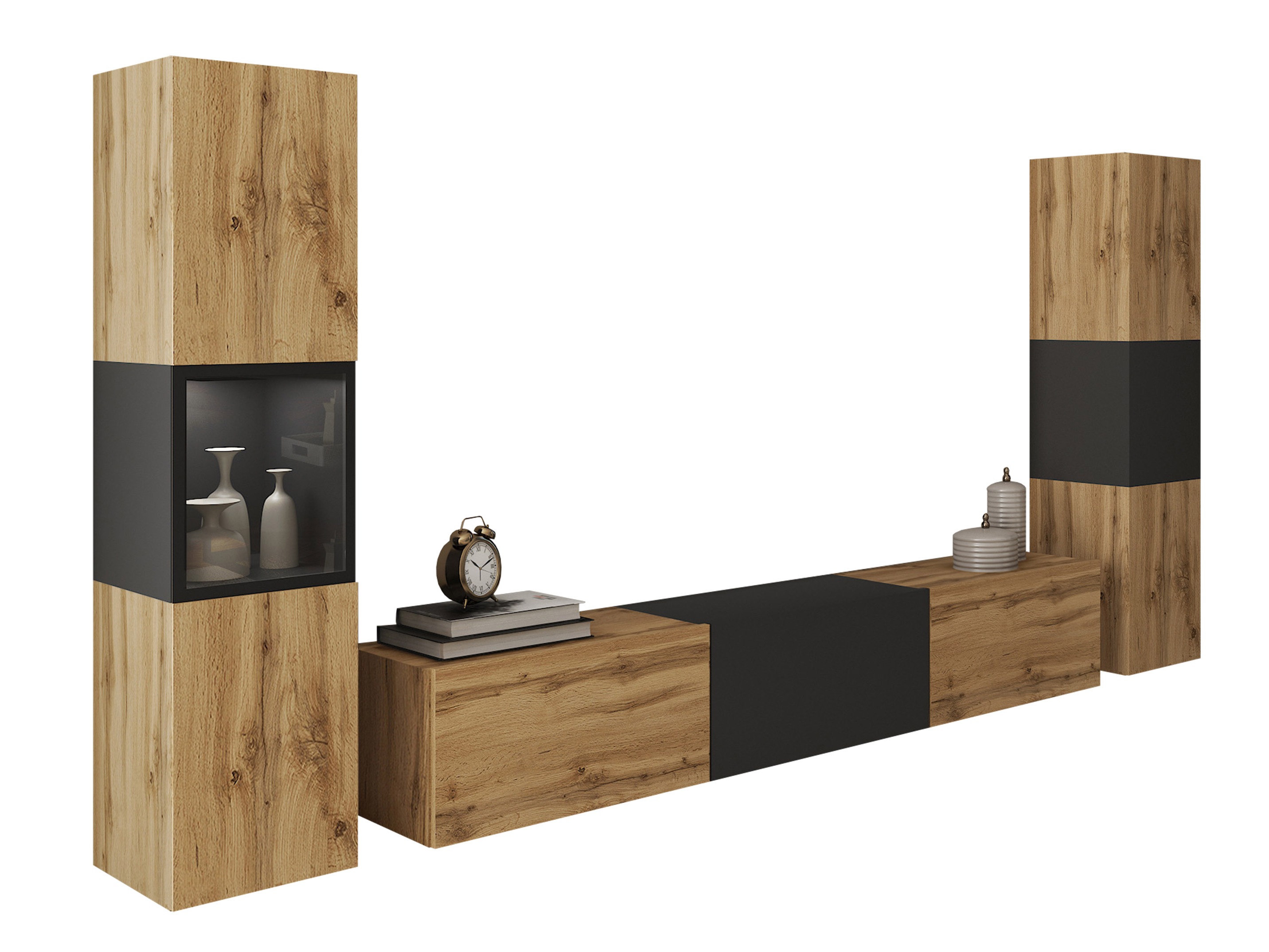 Svetainės komplektas Sarasota 193 (Votan ąžuolas + Grafitas)