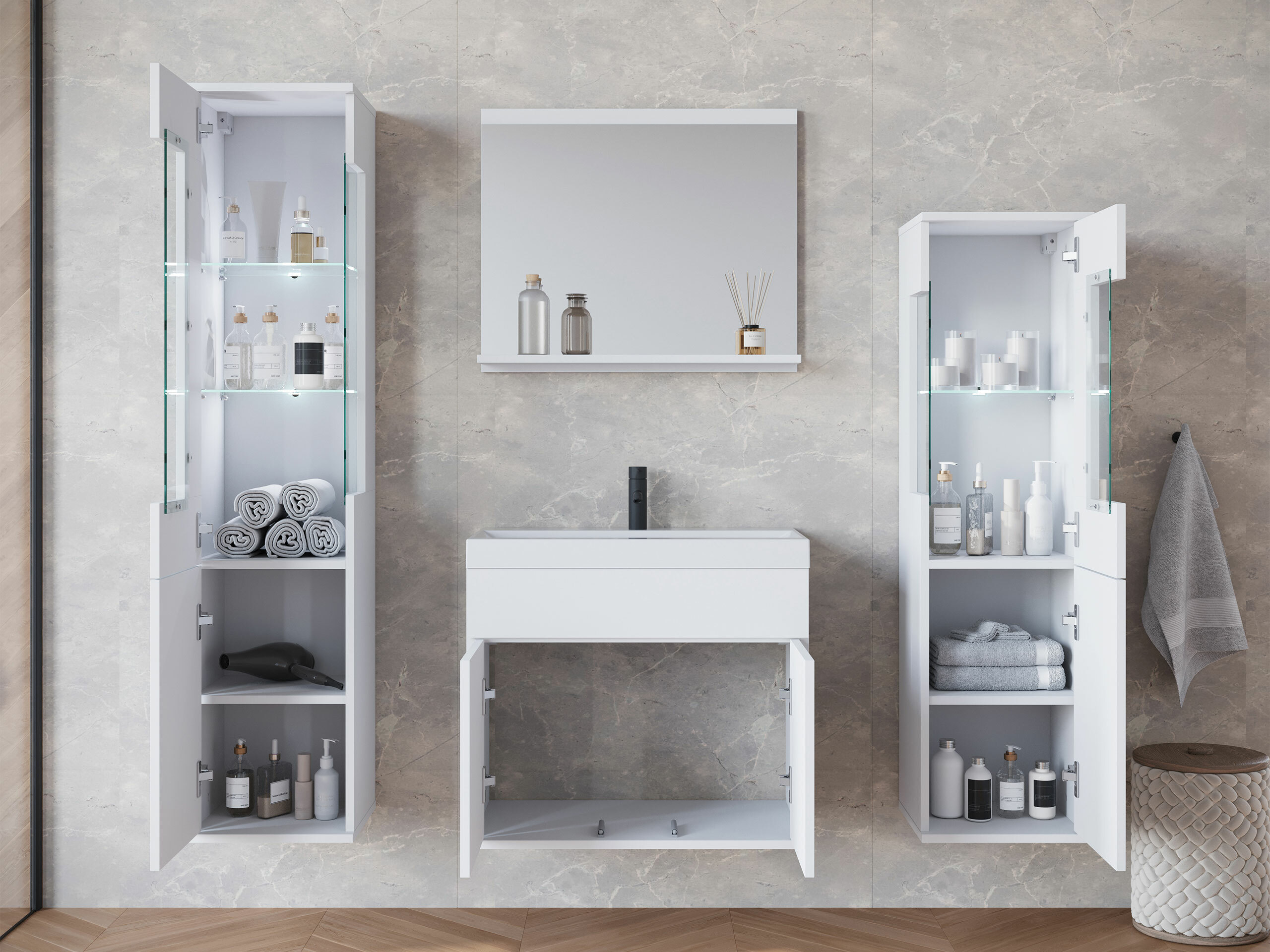 Vonios komplektas Sarasota 194 (Balta + Blizgi balta)