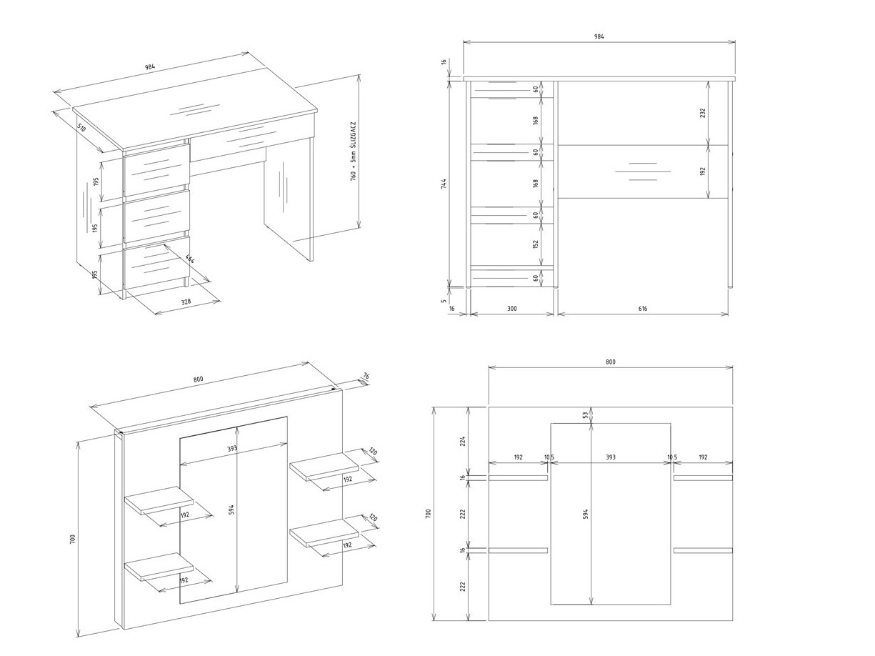 Makiažo staliukas Mandeville 351 (Kairinis)