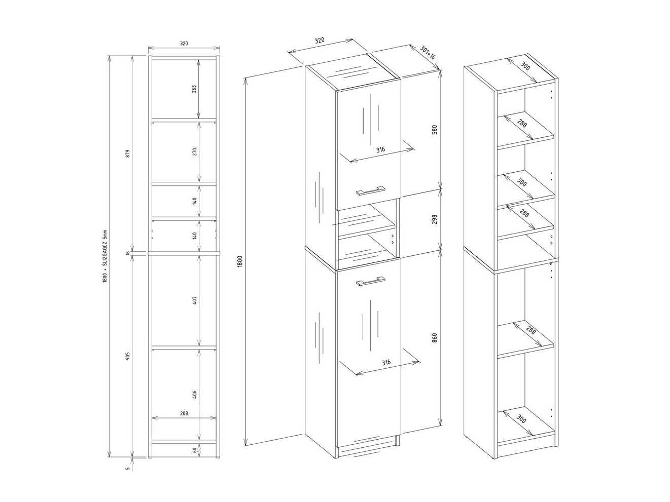 Pastatoma vonios spintelė Mandeville 152 (Antracitas + Artisan ąžuolas)