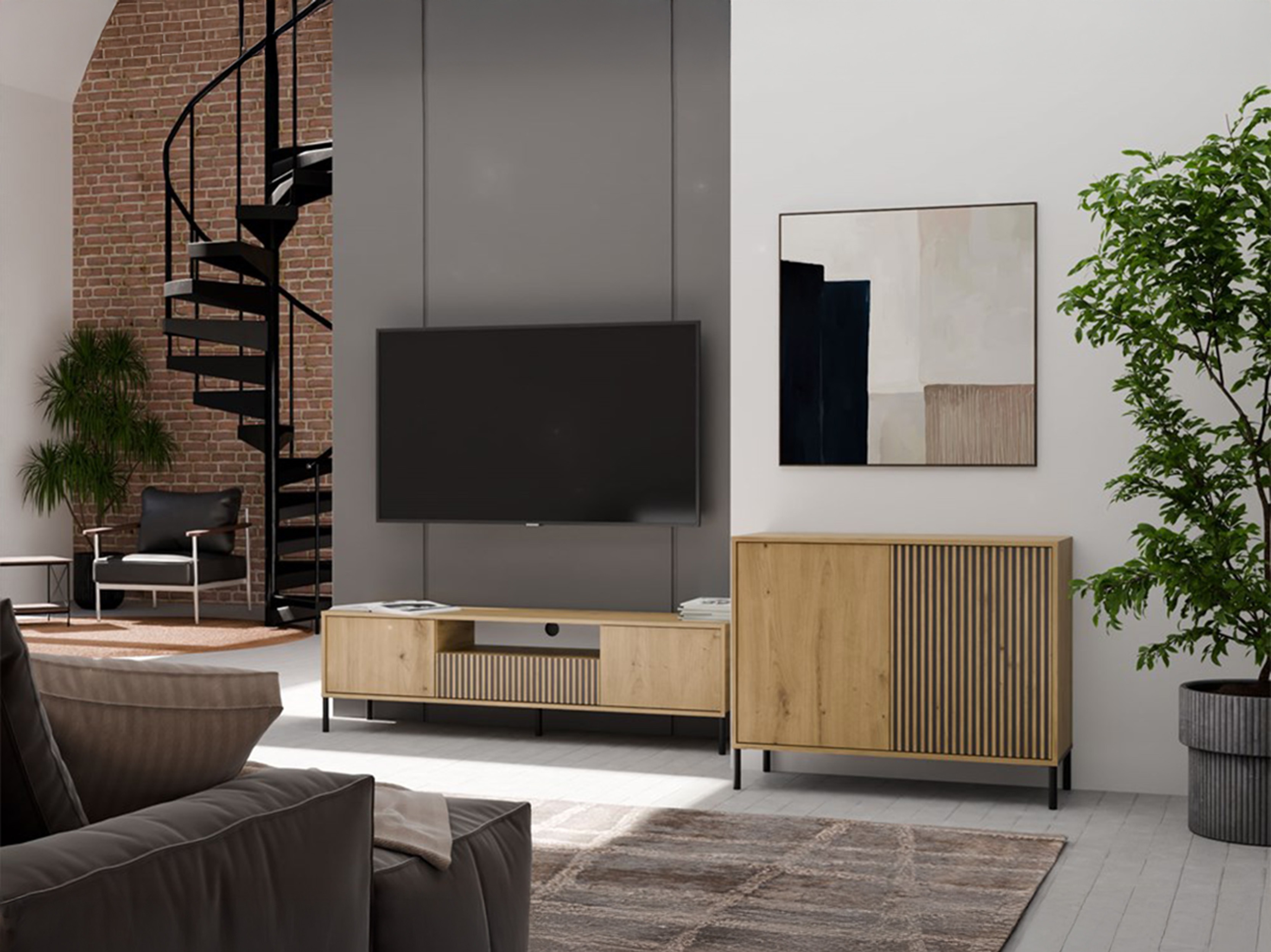 Spintelė Orlsone 109 (Artisan ąžuolas + Juoda)