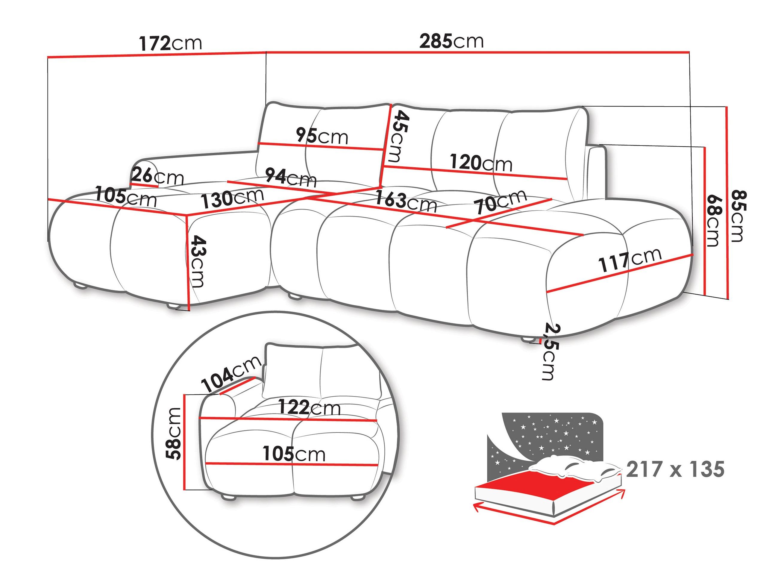 Minkštas kampas TrendyNest 120 (Flow 02)