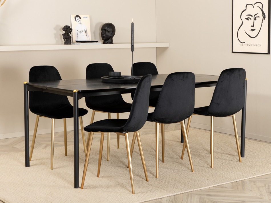 Valgomojo komplektas Dallas 5016 (Juoda + Auksinė)