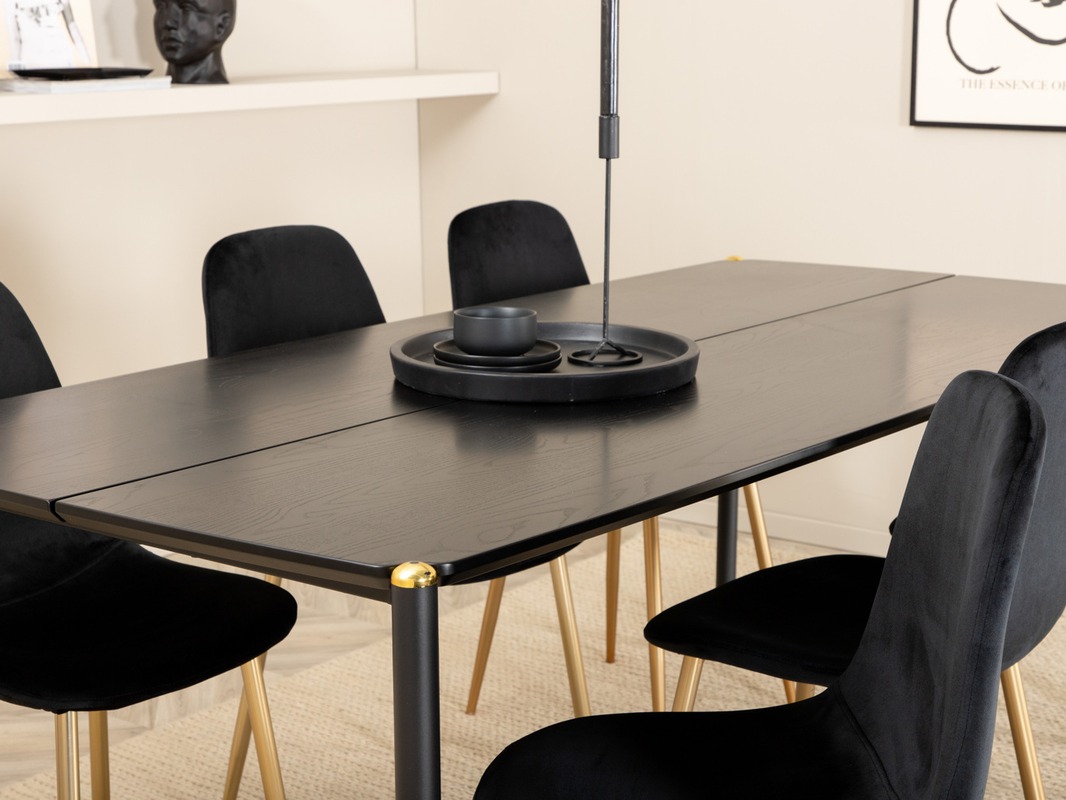 Valgomojo komplektas Dallas 5016 (Juoda + Auksinė)