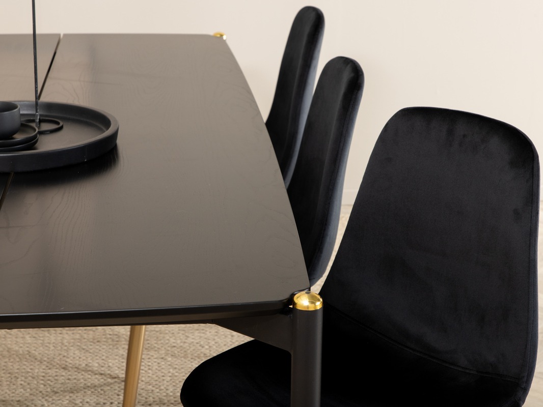 Valgomojo komplektas Dallas 5016 (Juoda + Auksinė)