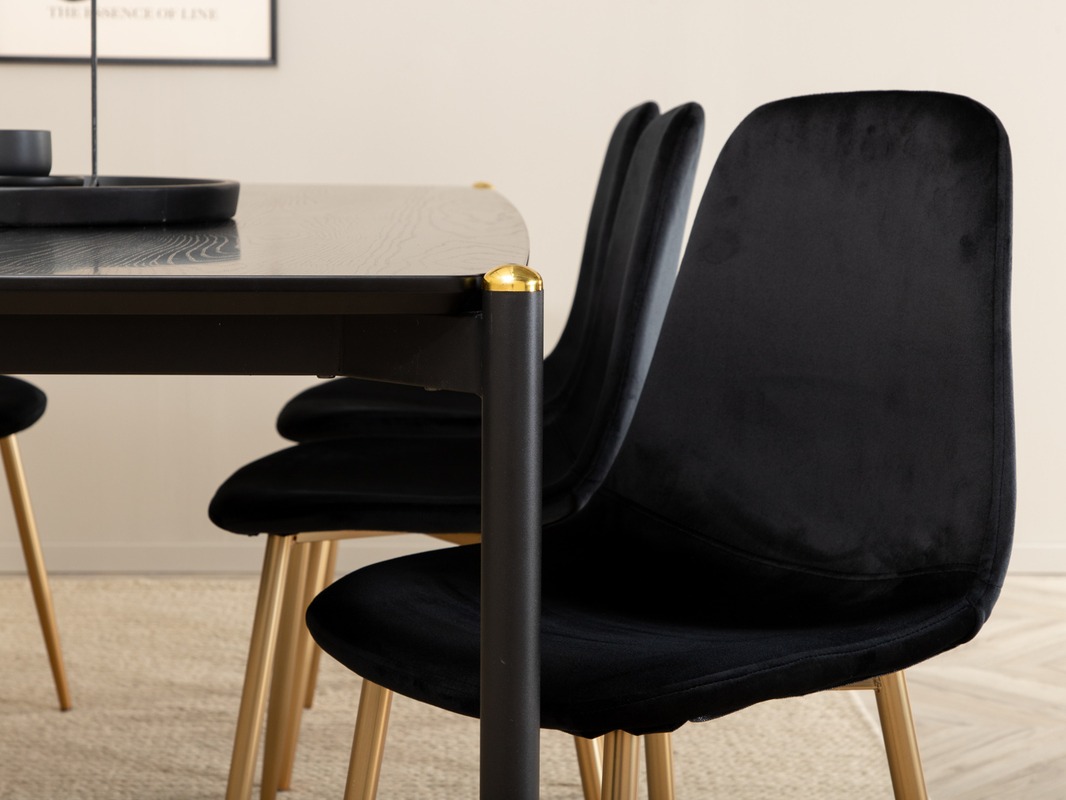 Valgomojo komplektas Dallas 5016 (Juoda + Auksinė)