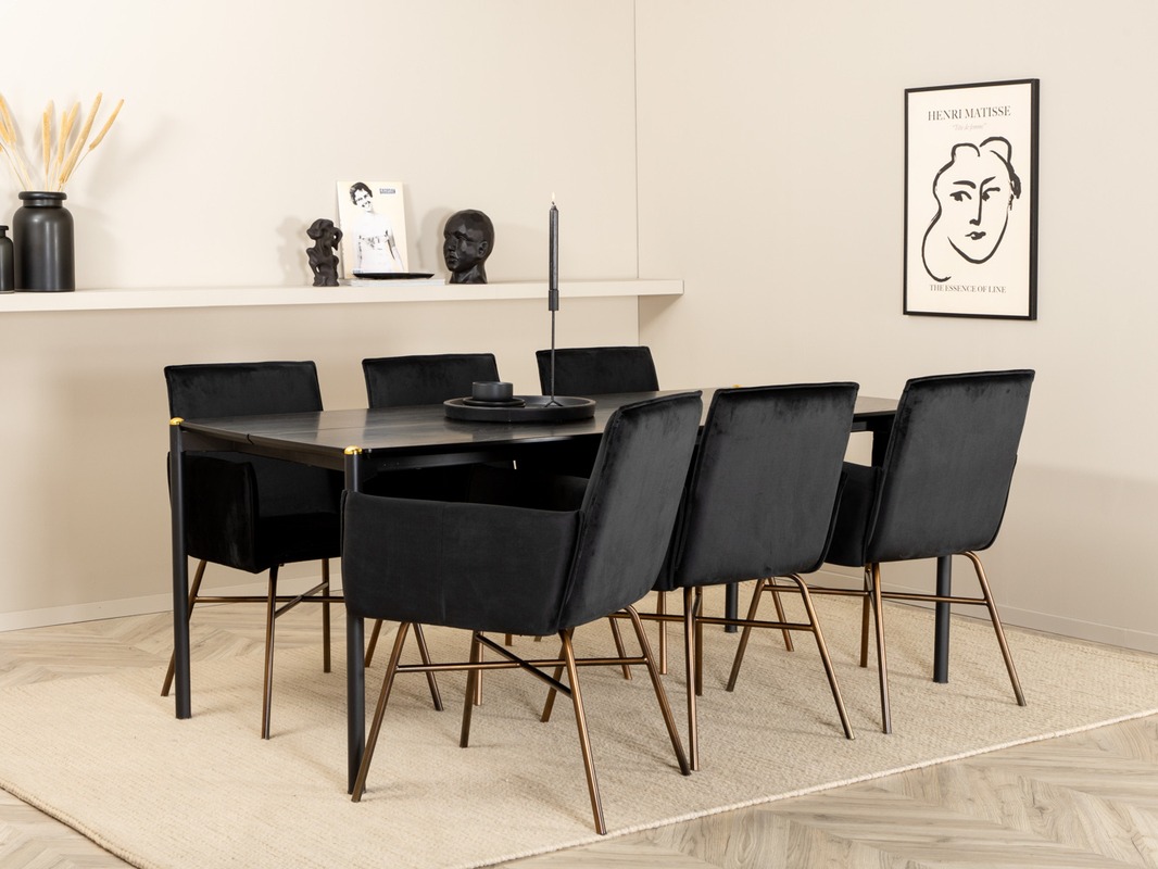 Valgomojo komplektas Dallas 5034 (Juoda + Varis)