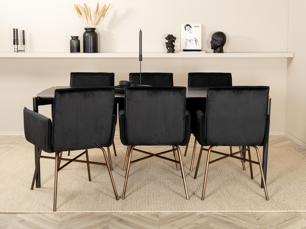 Valgomojo komplektas Dallas 5034 (Juoda + Varis)