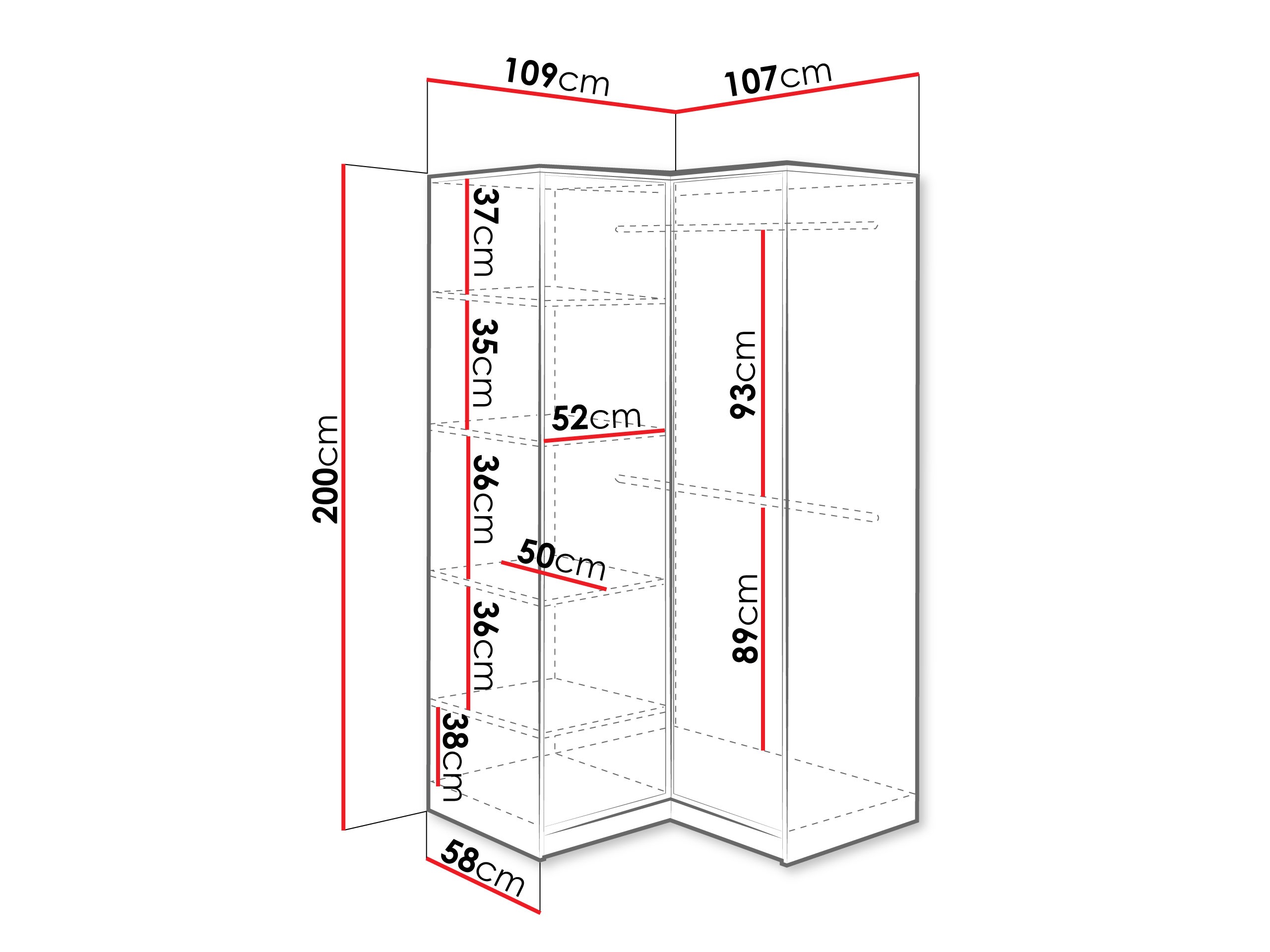 Kampinė spinta Dortivu 161