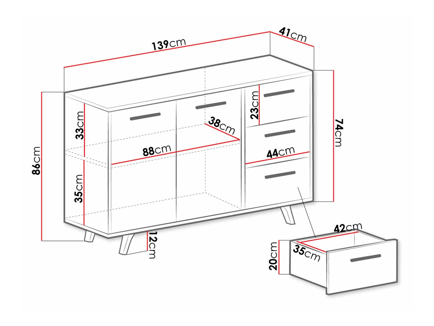 Komoda Dortivu (Balta)