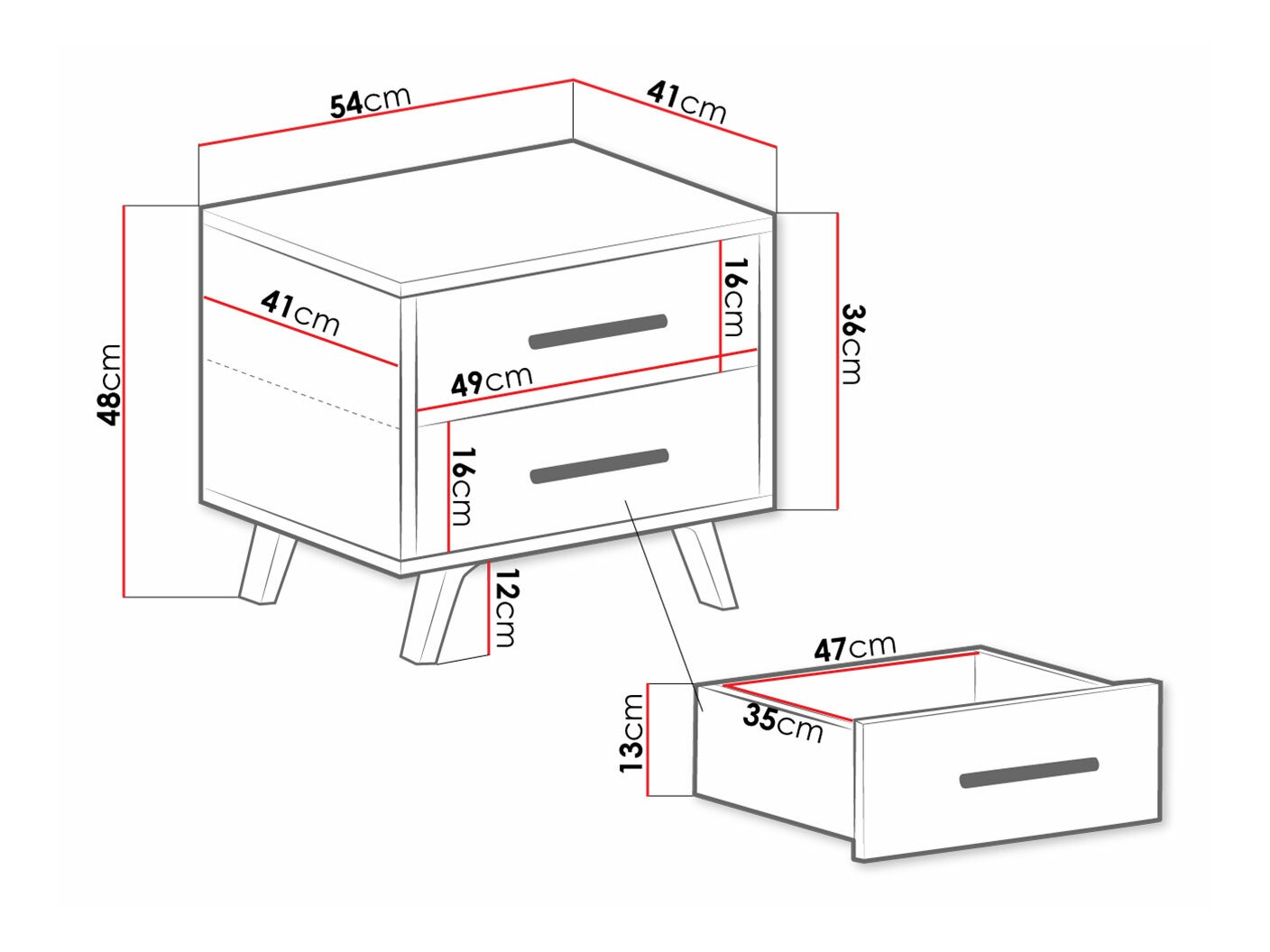 Naktinis staliukas Dortivu (Balta)