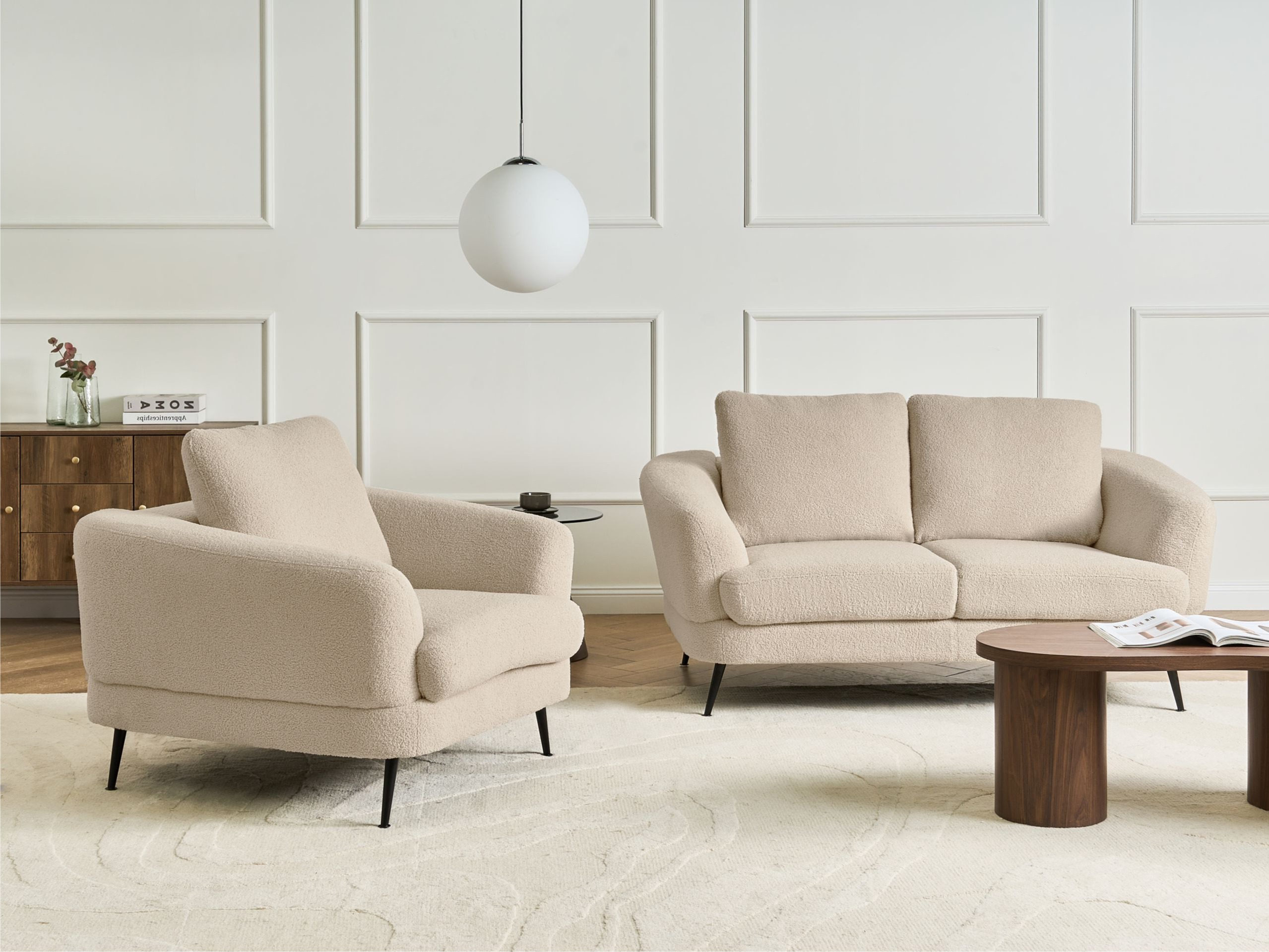 Minkštų baldų komplektas Berwyn 2902 (Šviesi smėlinė)