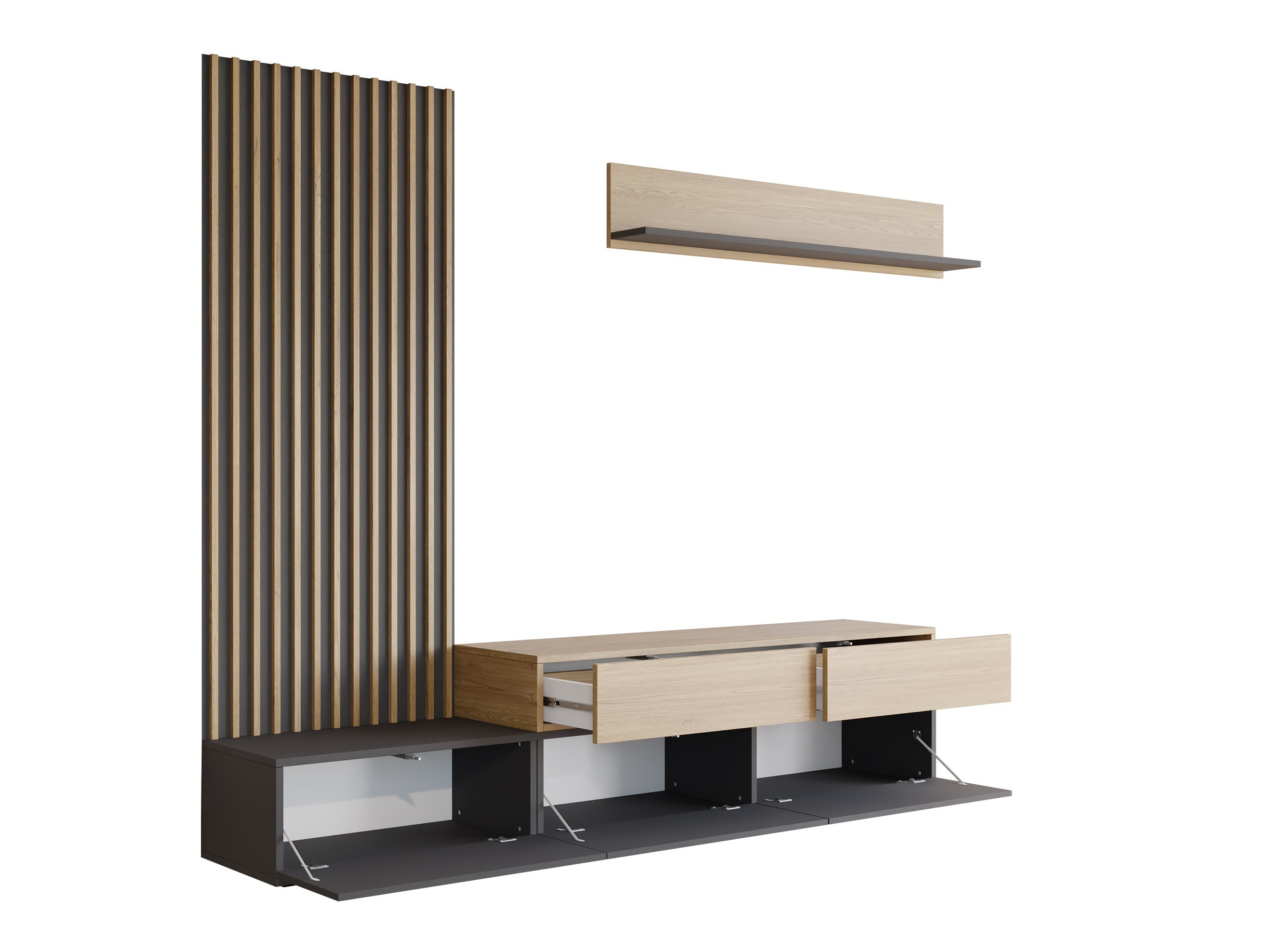 Svetainės komplektas Comfivo Munium I (Balta + Ąžuolas)