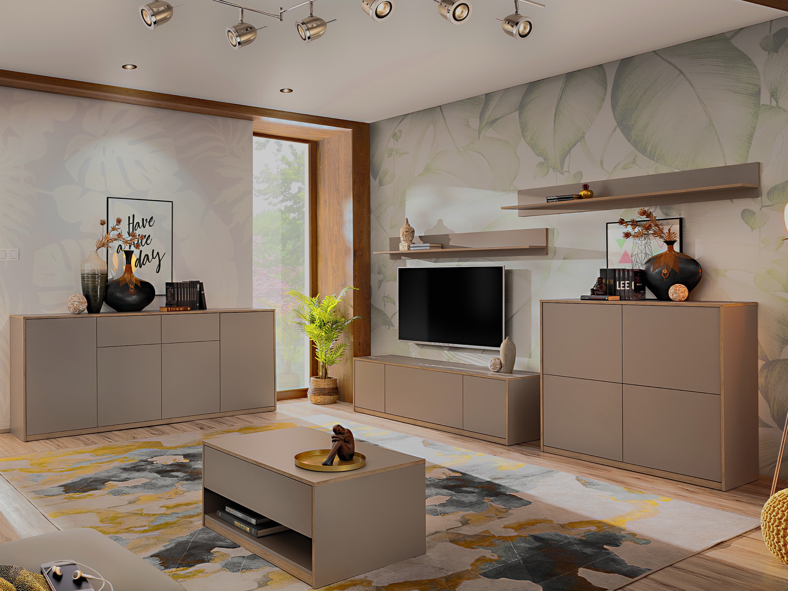 Žurnalinis staliukas Fivetri 103 (Pilkai ruda)