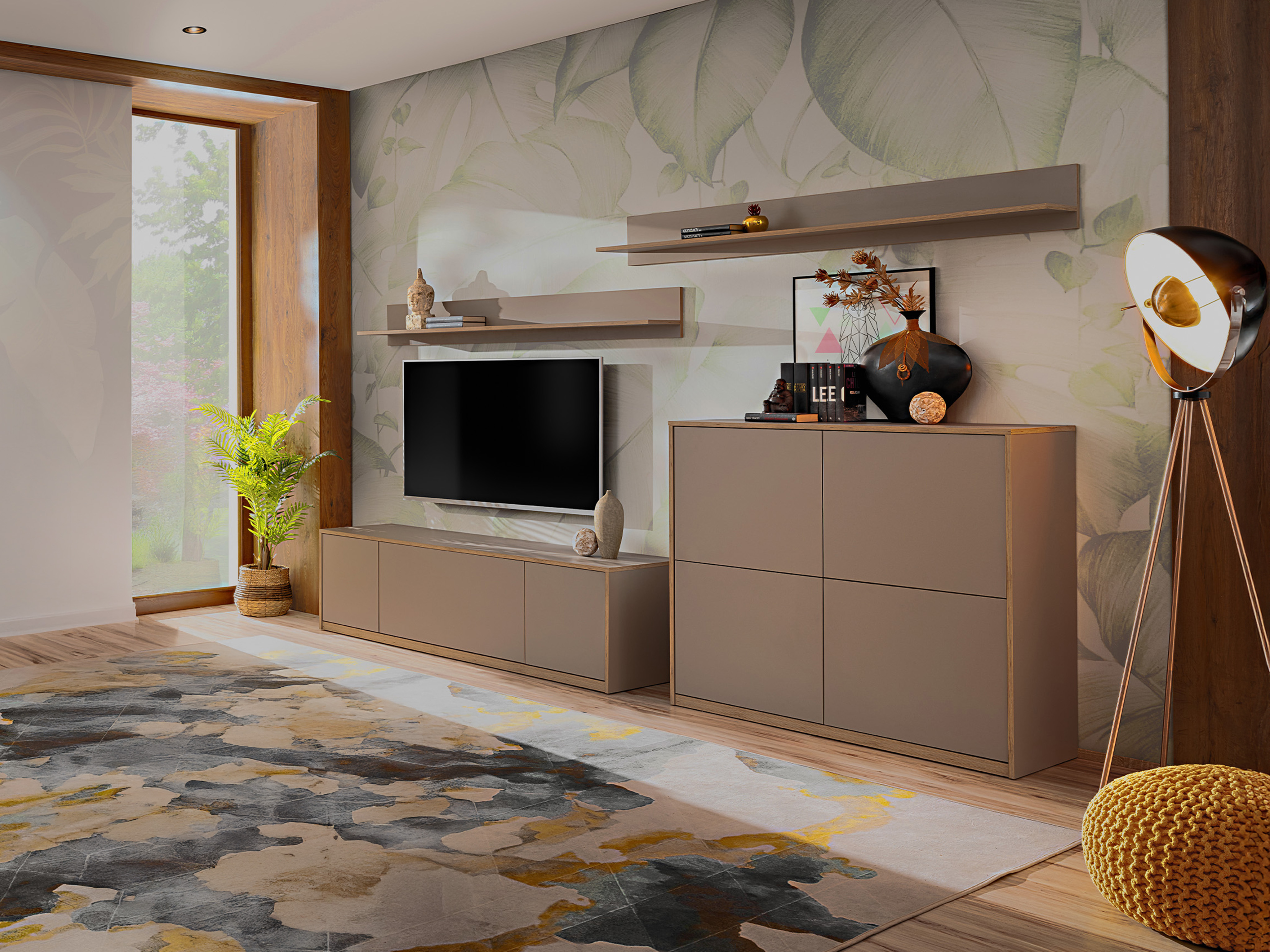 Svetainės komplektas Fivetri 109 (Pilkai ruda)