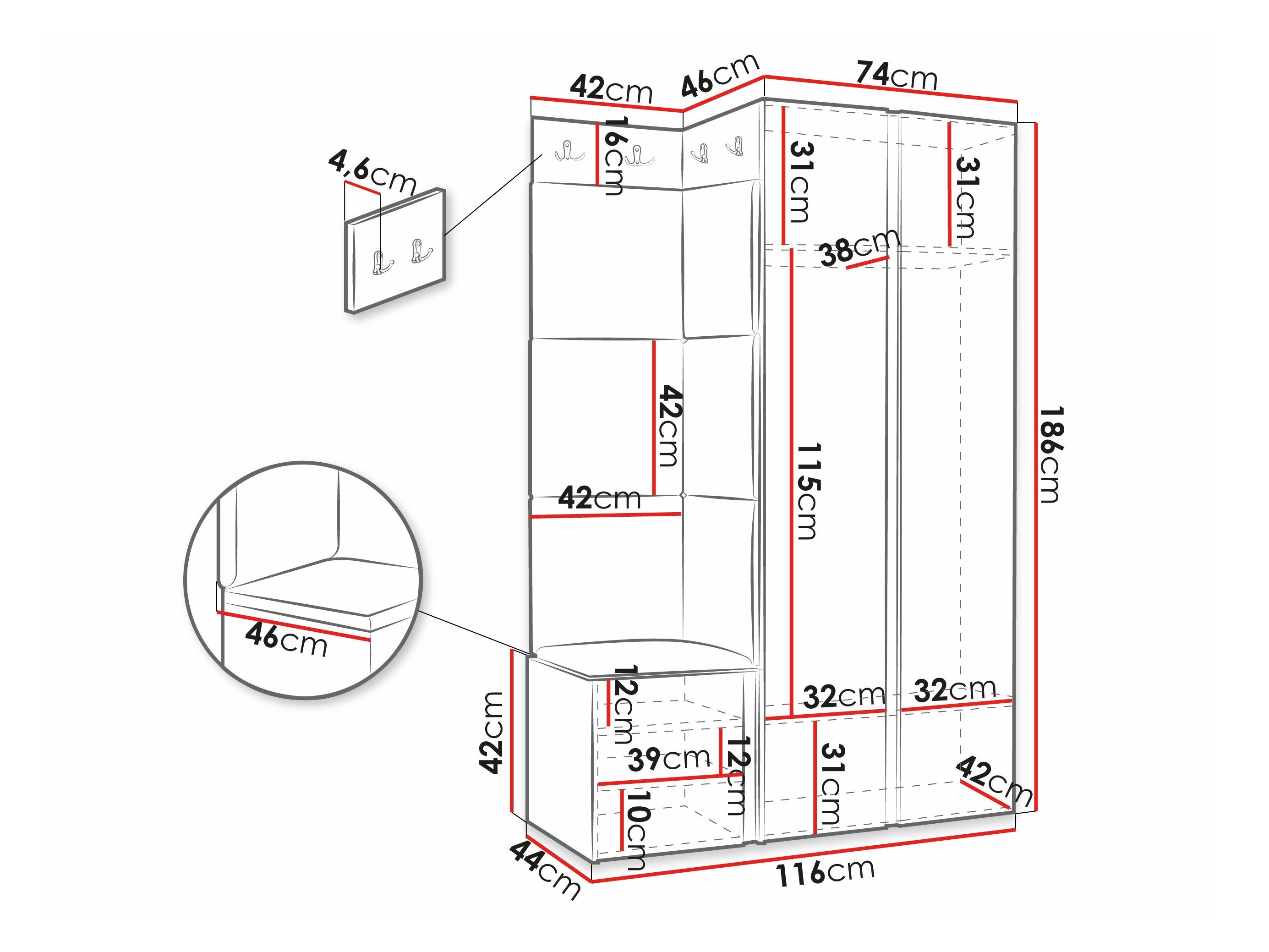 Prieškambario komplektas Hartford 387 (Balta)