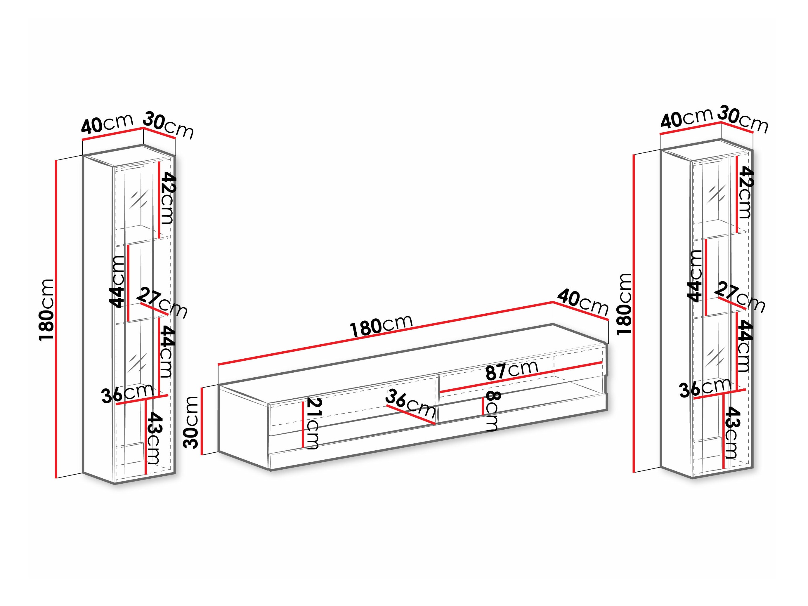 Svetainės komplektas Venenou 112 (Balta + Blizgi balta)
