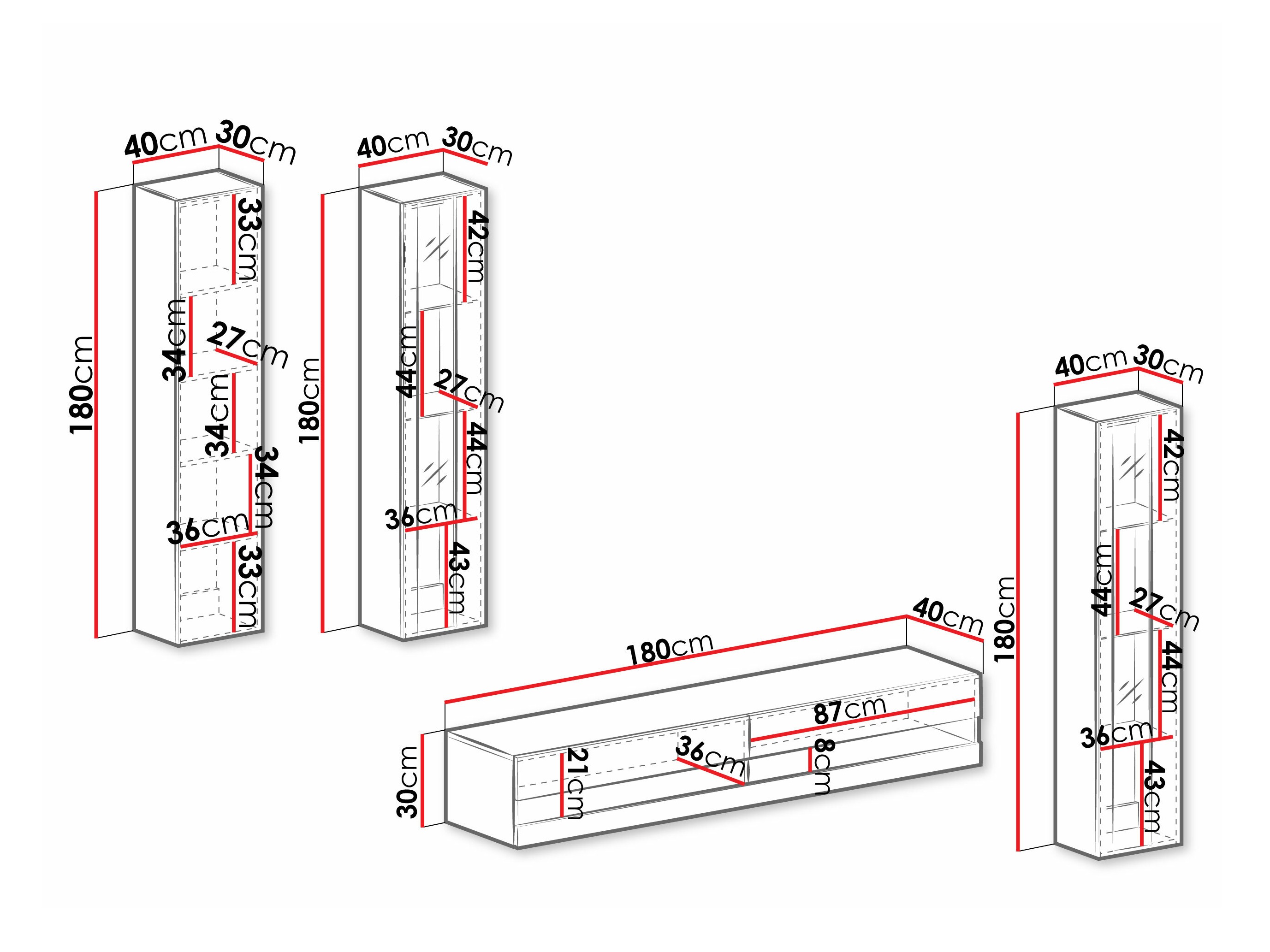 Svetainės komplektas Venenou 116 (Balta + Blizgi balta)