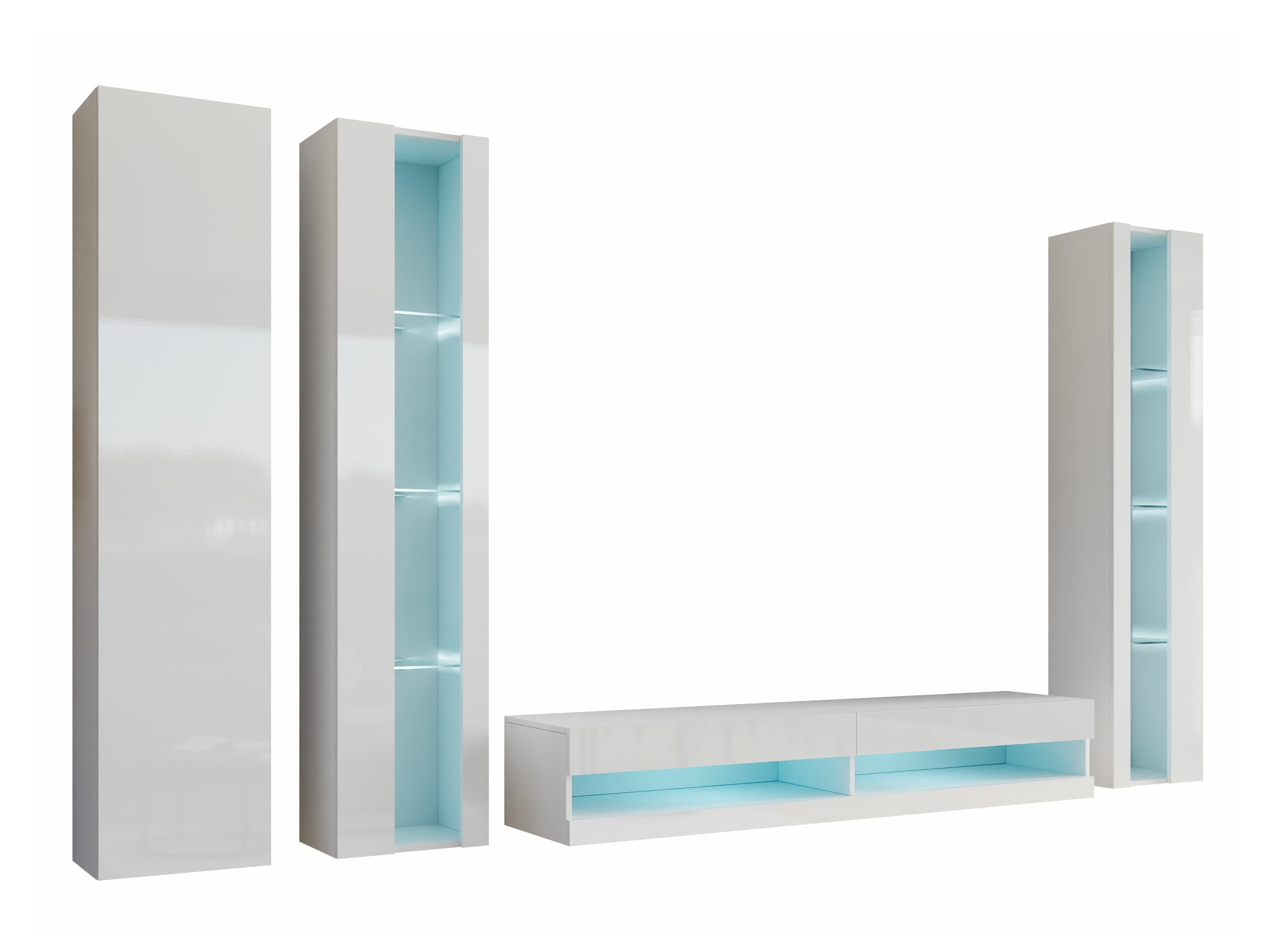 Svetainės komplektas Venenou 116 (Balta + Blizgi balta)